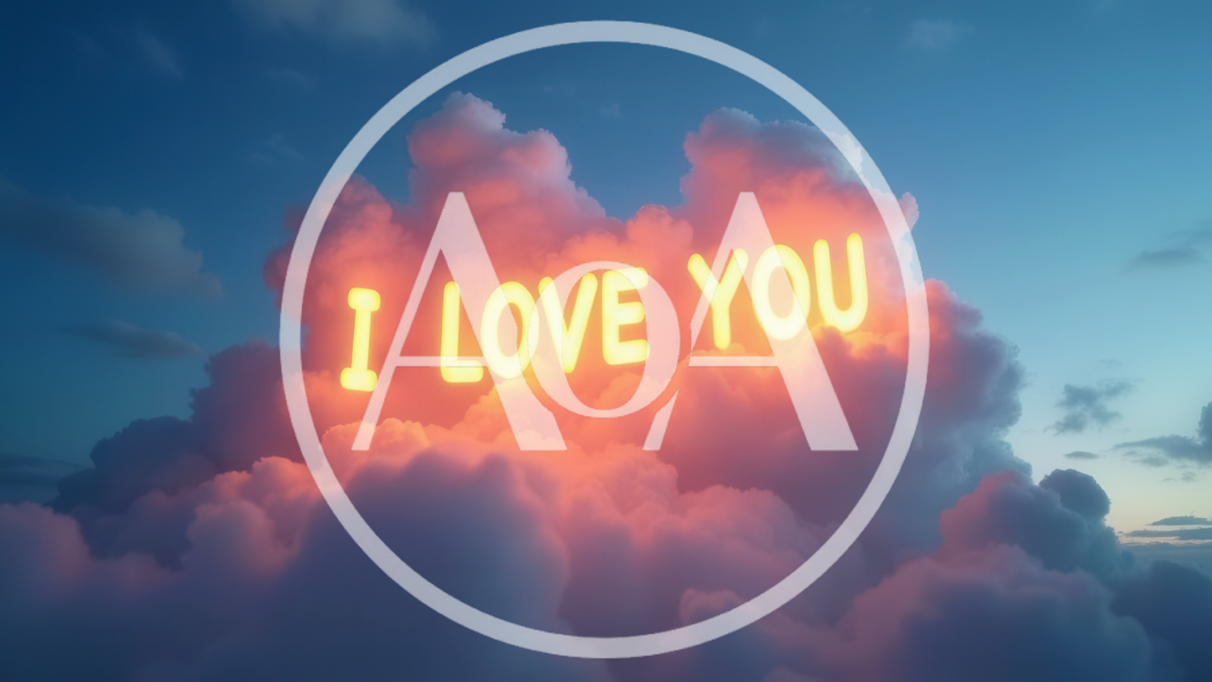 Glowing I Love You Text Floating In Pink Clouds