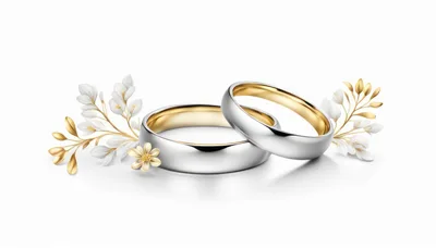 Two Elegant Wedding Rings With Floral Decorations