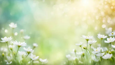 White Star Flowers in a Sunlit Spring Meadow