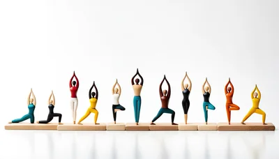 Wooden Figurines Performing Various Yoga Poses