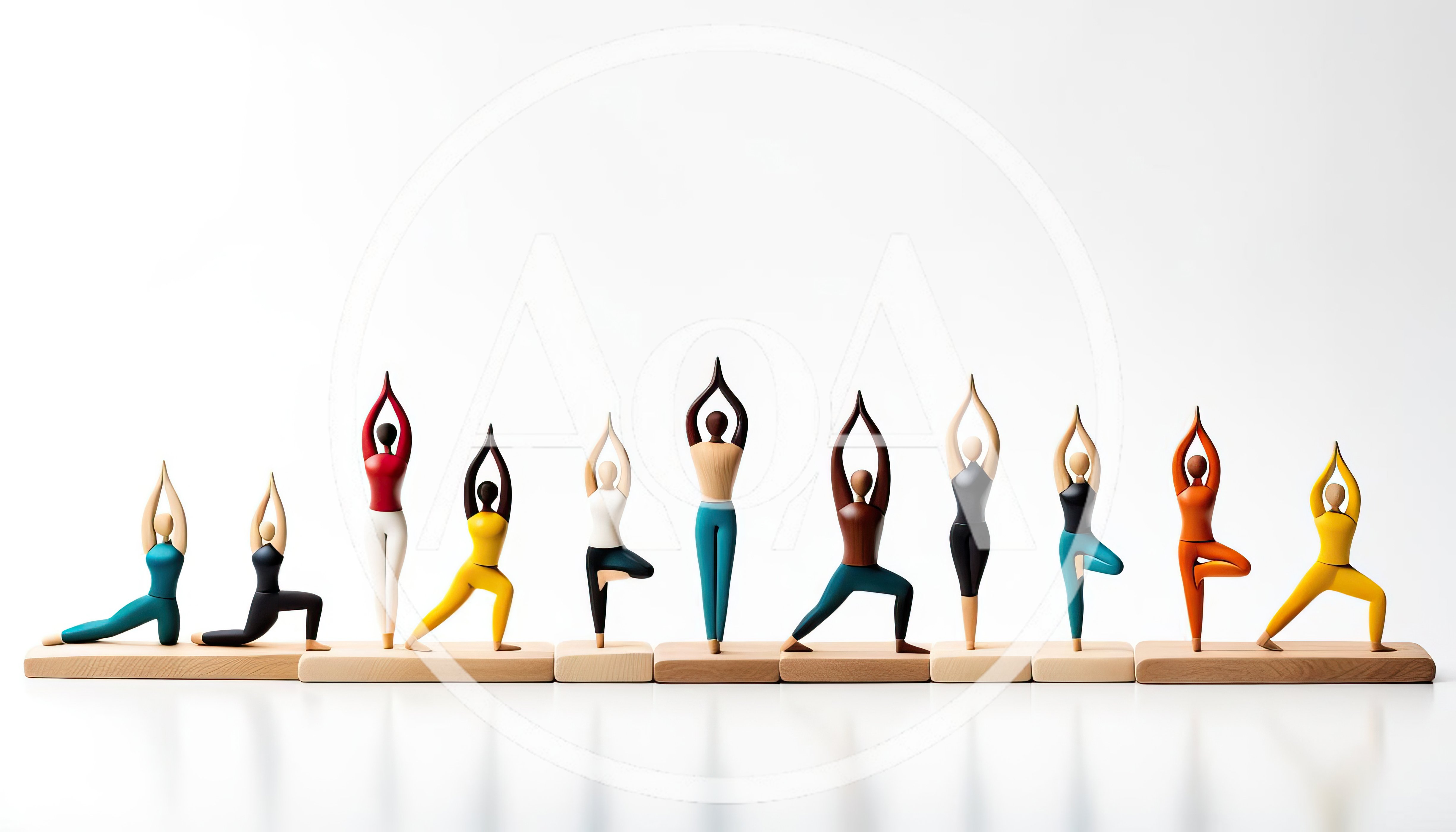 Wooden Figurines Performing Various Yoga Poses