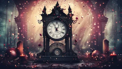 Gothic Clock Tower In A Mystical Forest Setting
