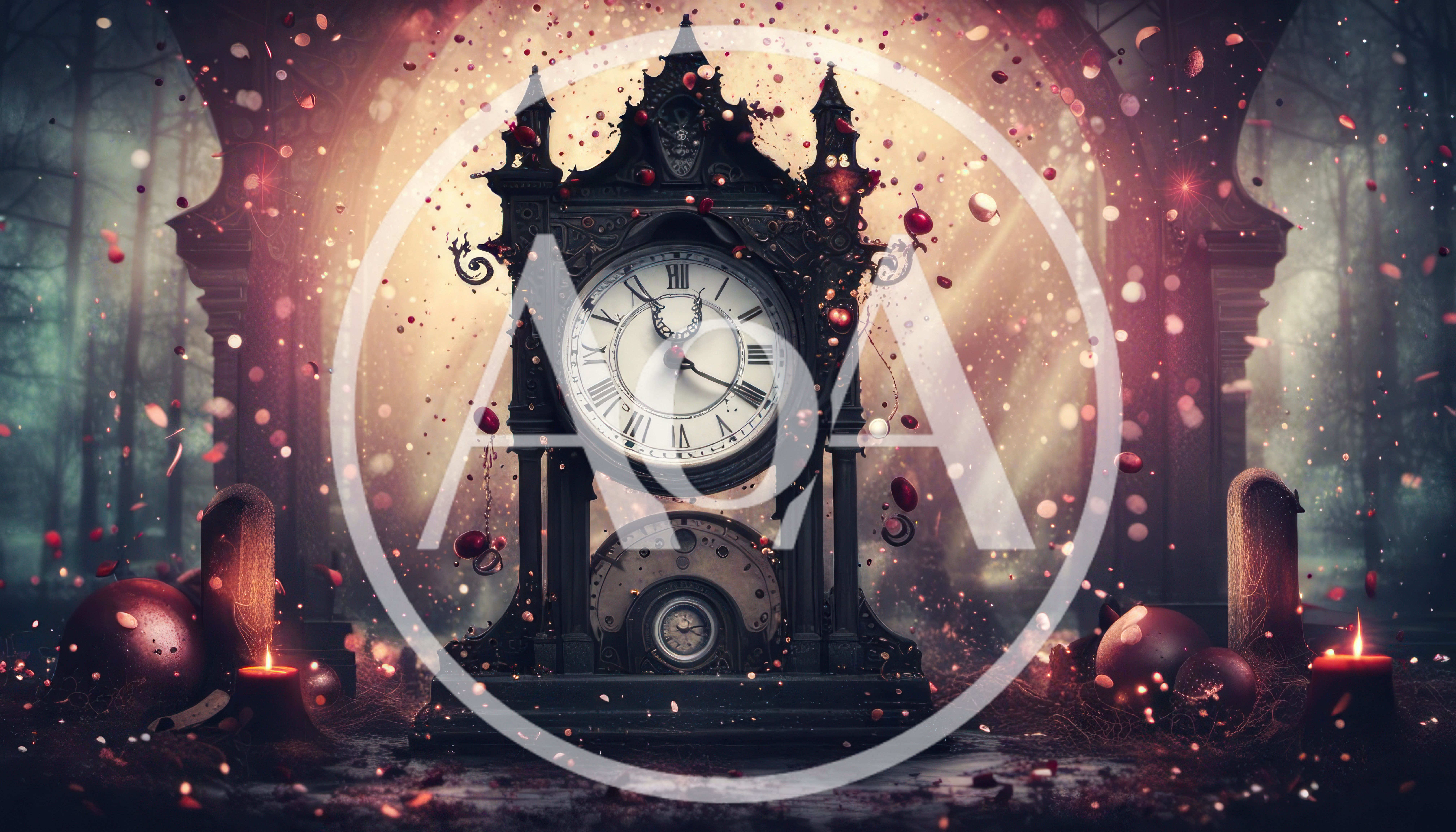 Gothic Clock Tower In A Mystical Forest Setting