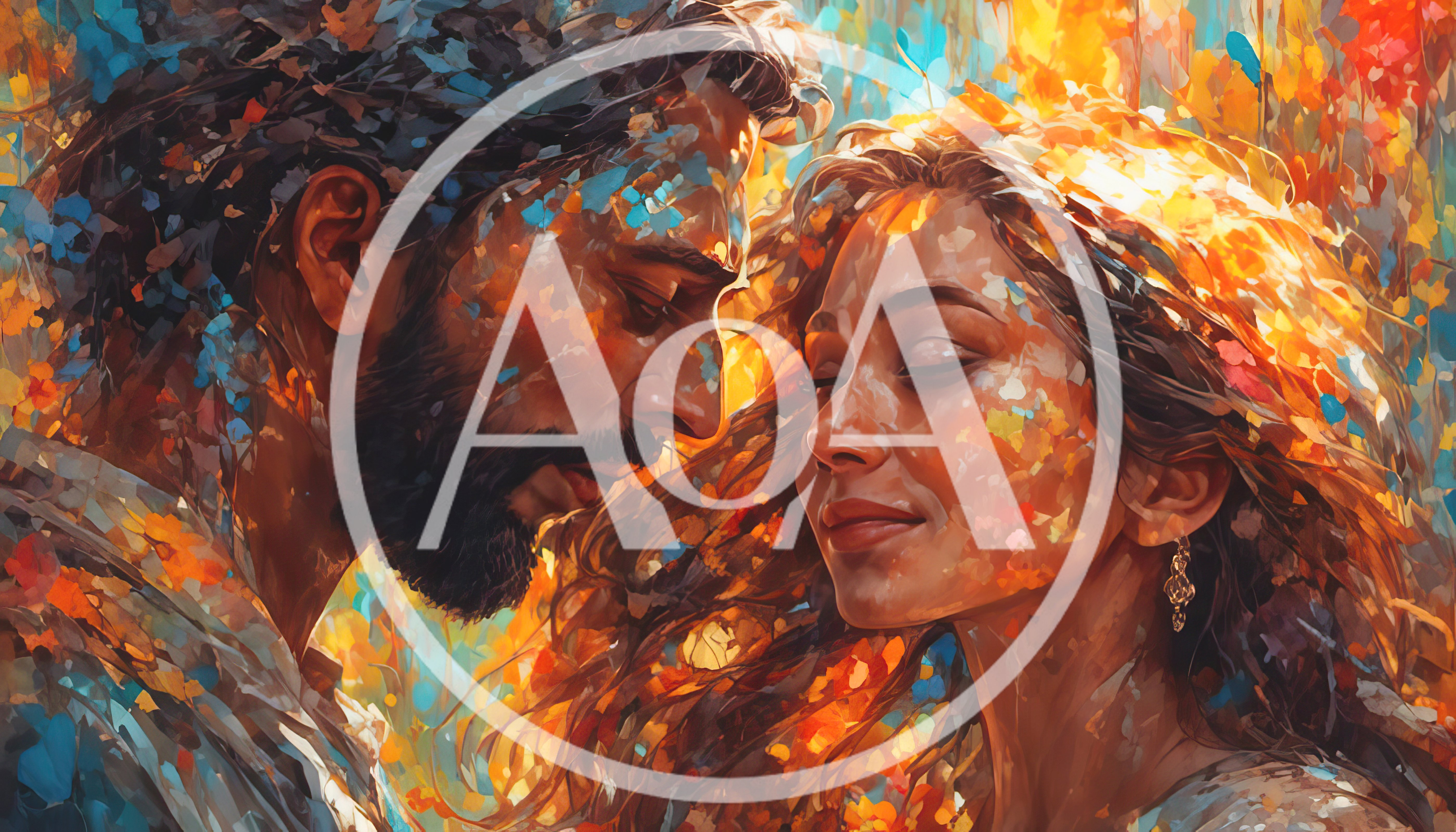 Impressionist Painting Of A Romantic Couple In Love
