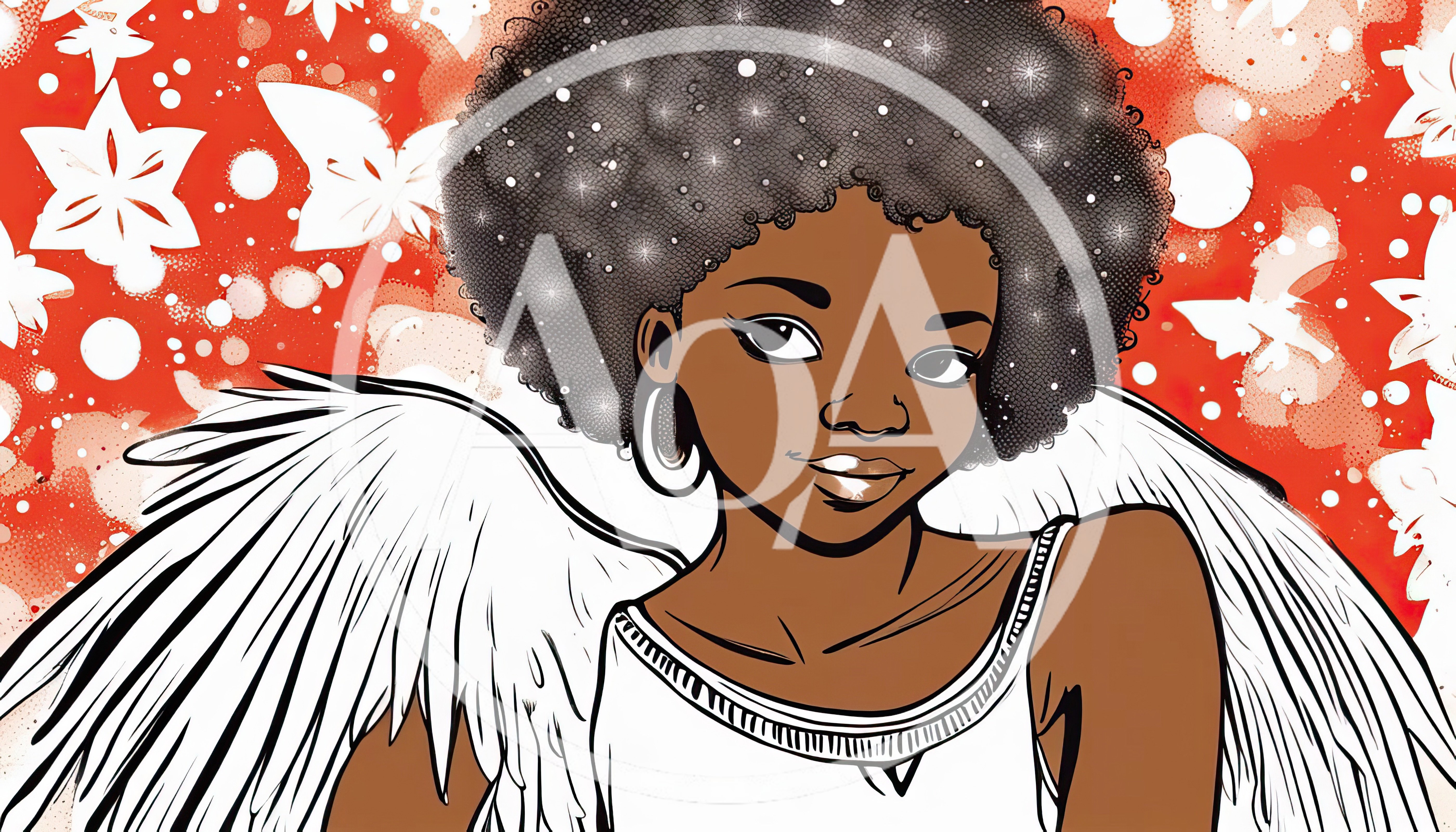 Illustration Of A Black Angel With Afro Hair
