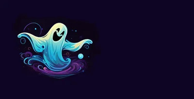 Cartoon Ghost Floating In A Dark Magical Void