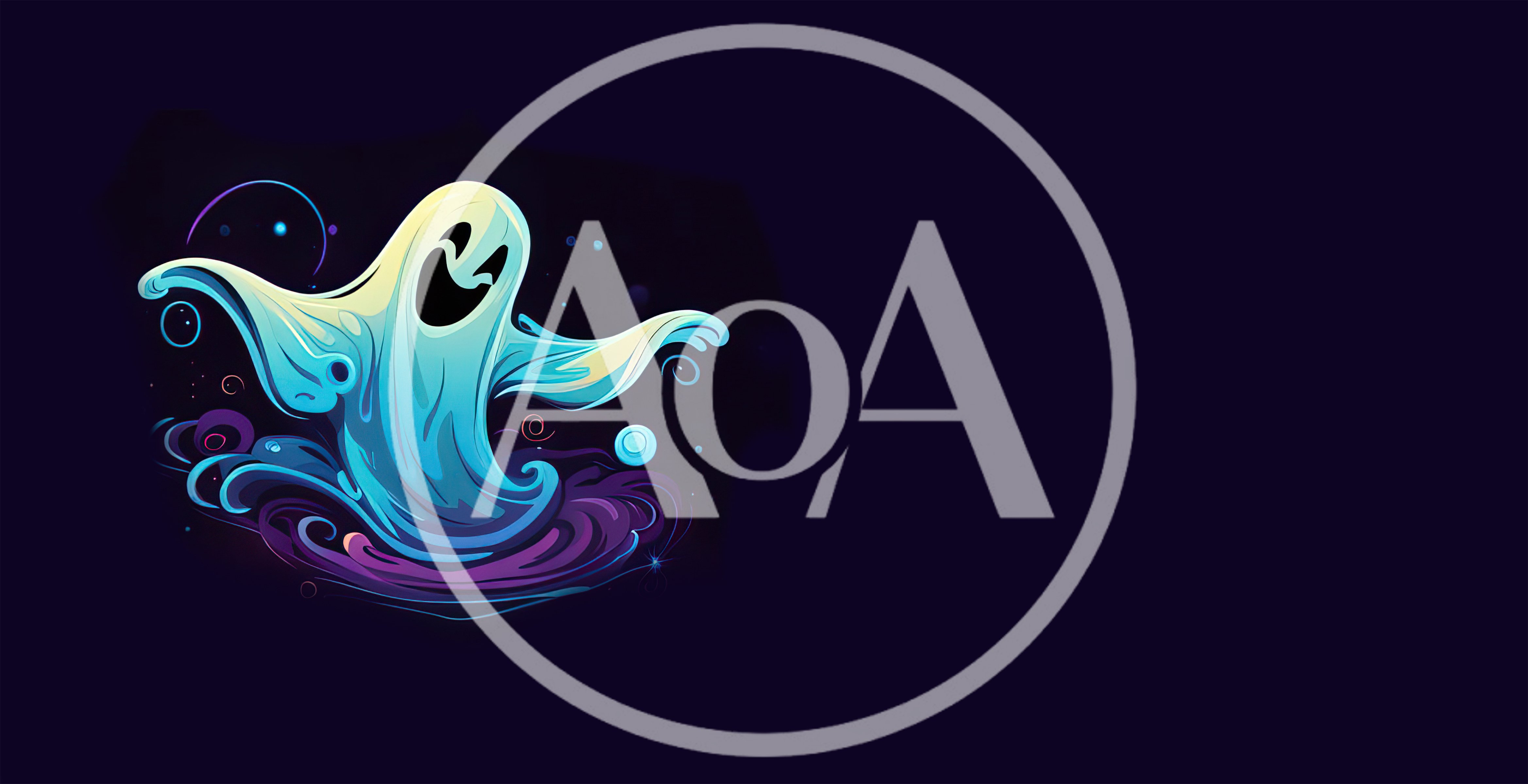 Cartoon Ghost Floating In A Dark Magical Void