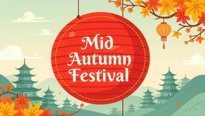 Mid Autumn Festival Greeting Card With Traditional Lantern