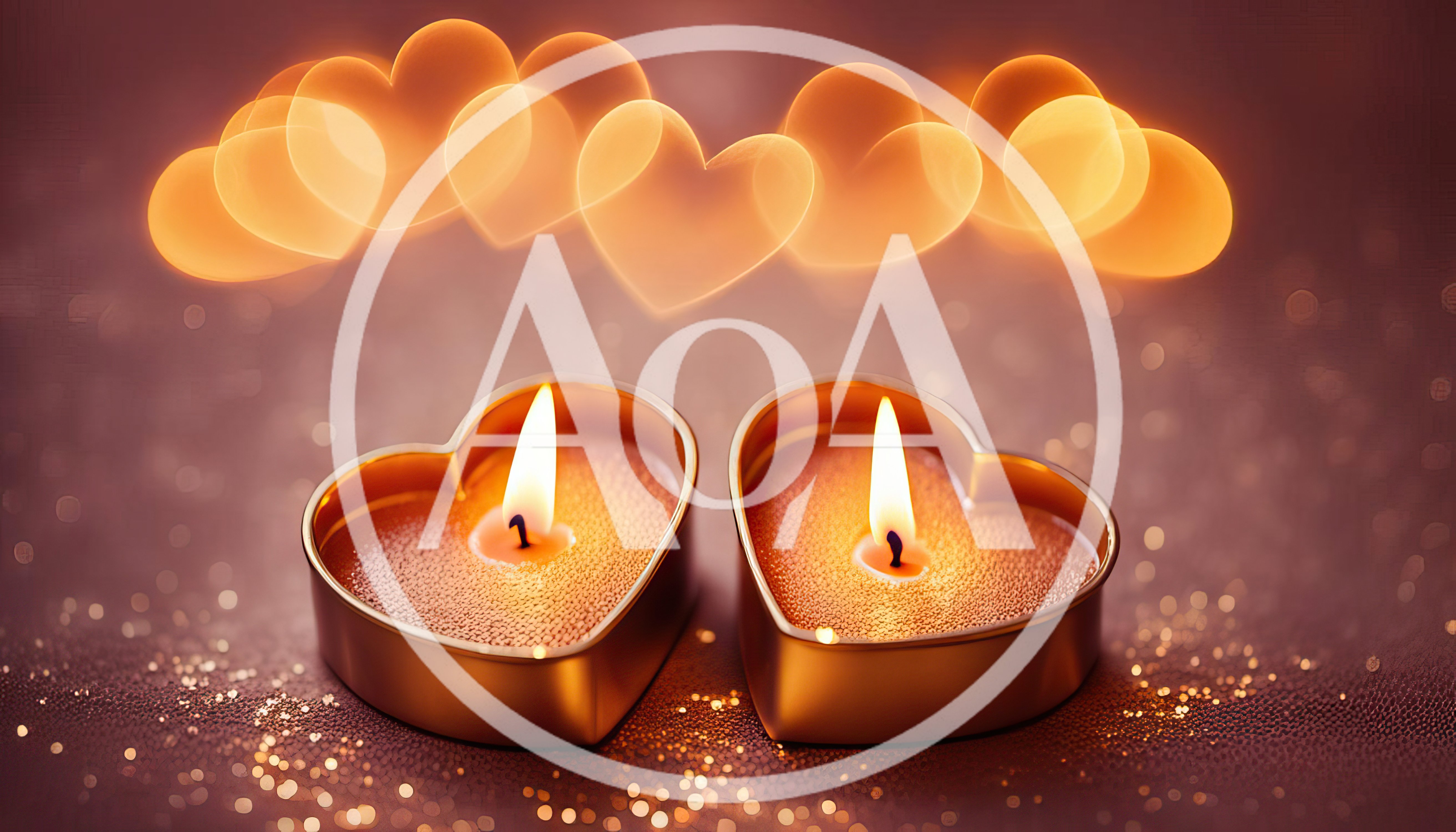 Two Heart Shaped Candles Glowing With Bokeh Background