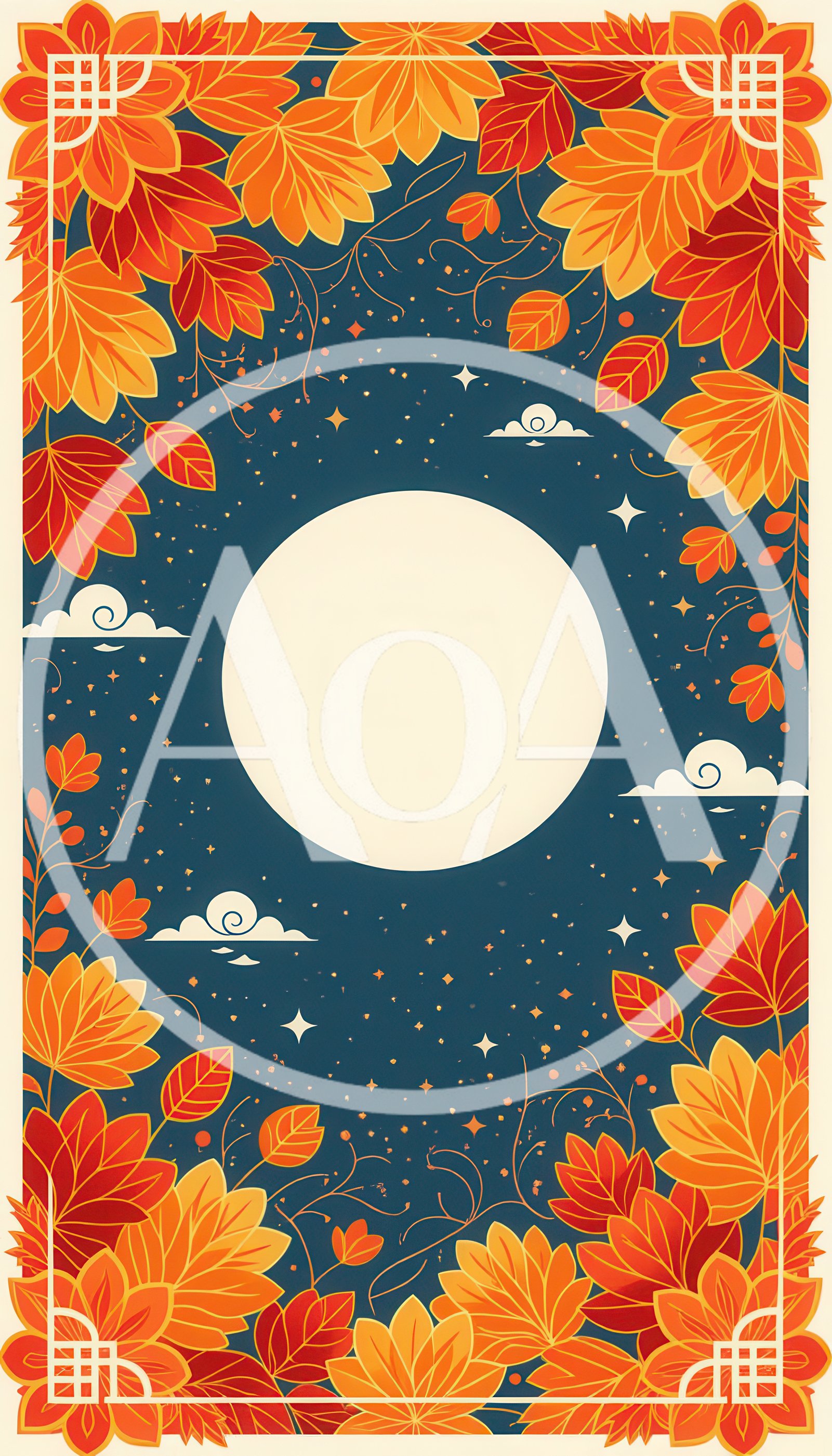 Mid Autumn Festival Background With Full Moon And Leaves