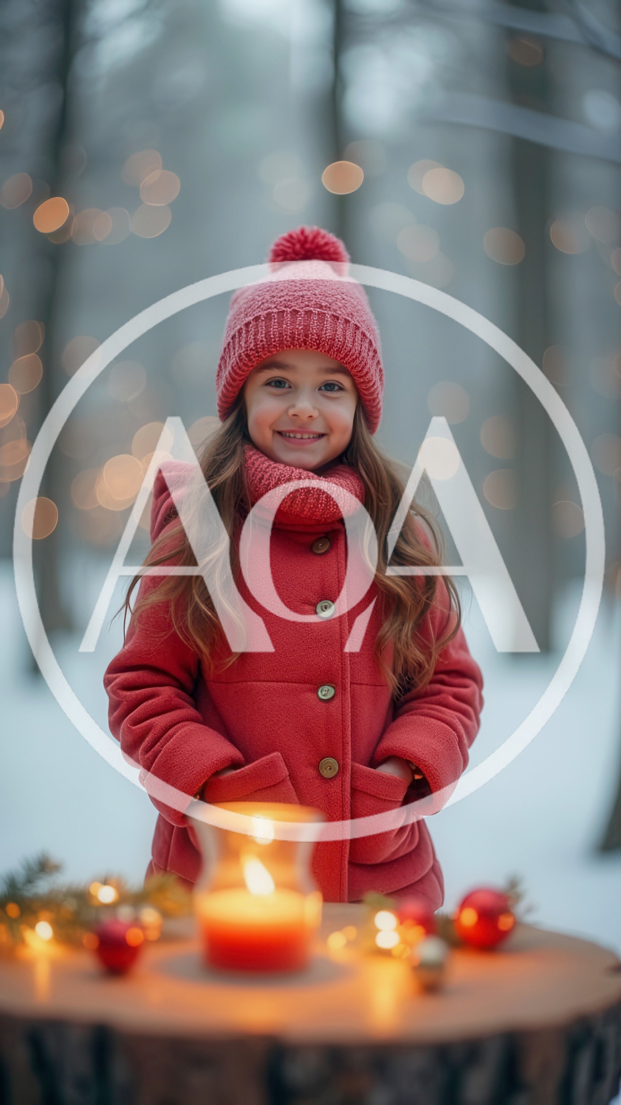 Little Girl in Red Winter Clothing Outdoors
