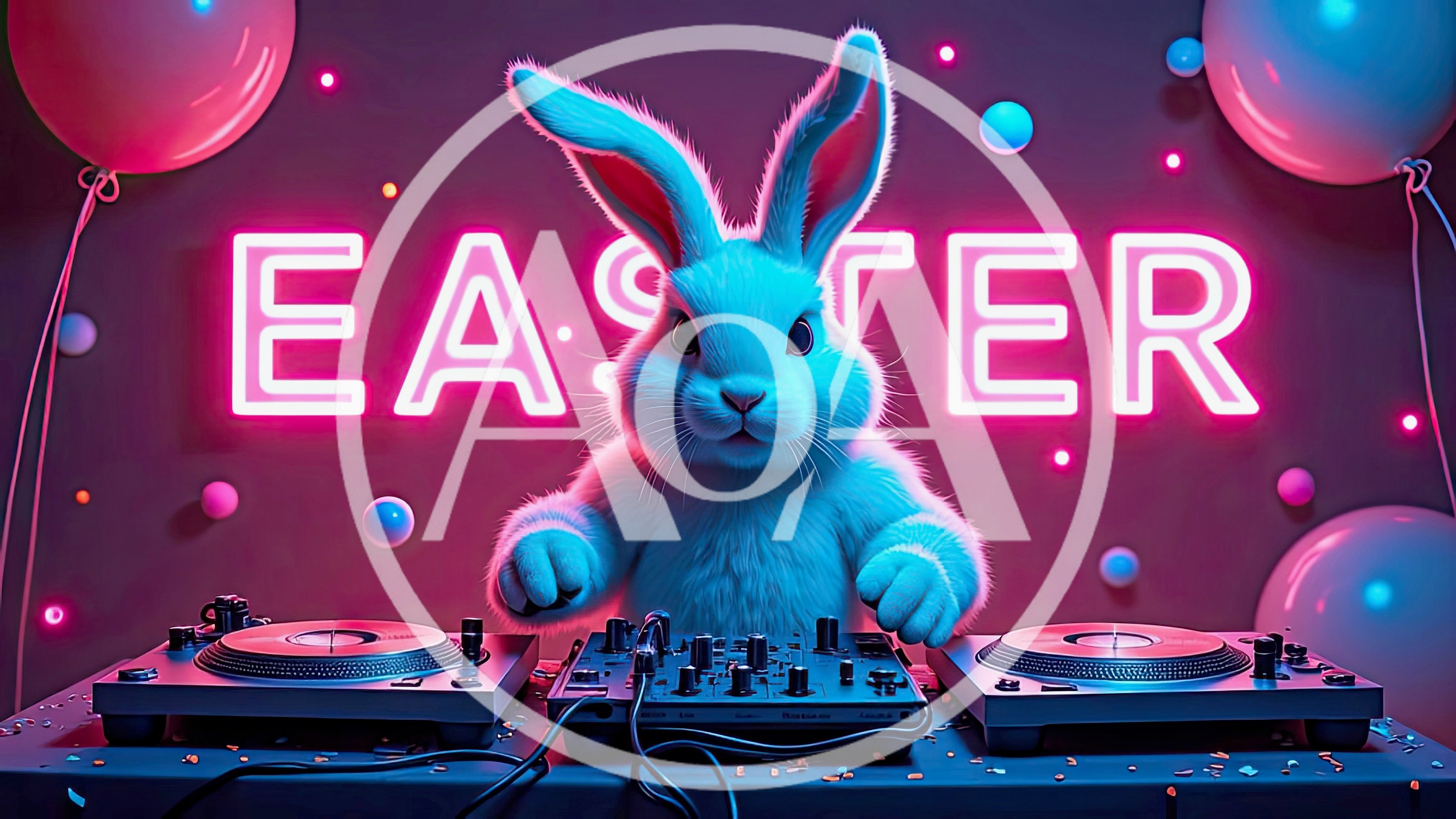 Easter Bunny DJ Playing Music at Party