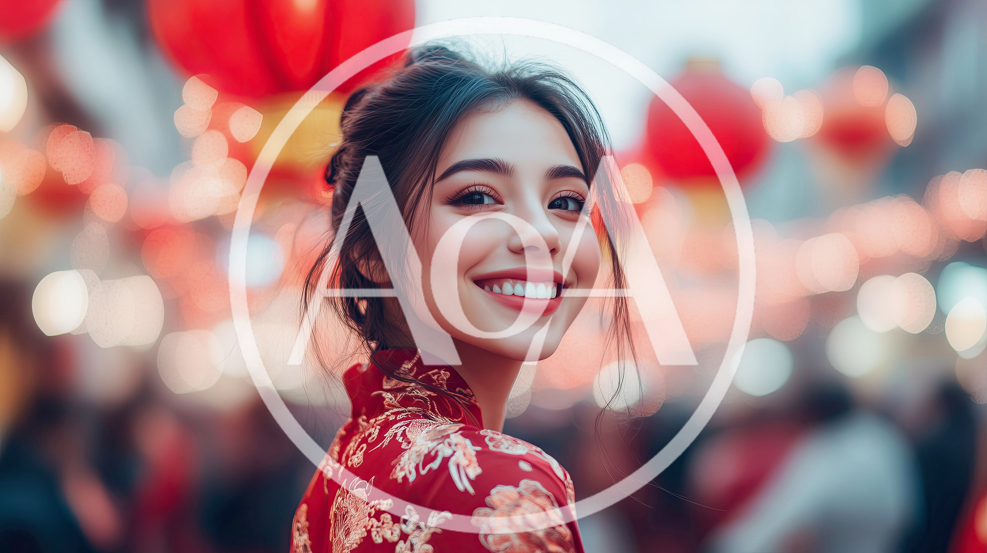 Smiling Young Woman In Traditional Chinese Qipao Dress