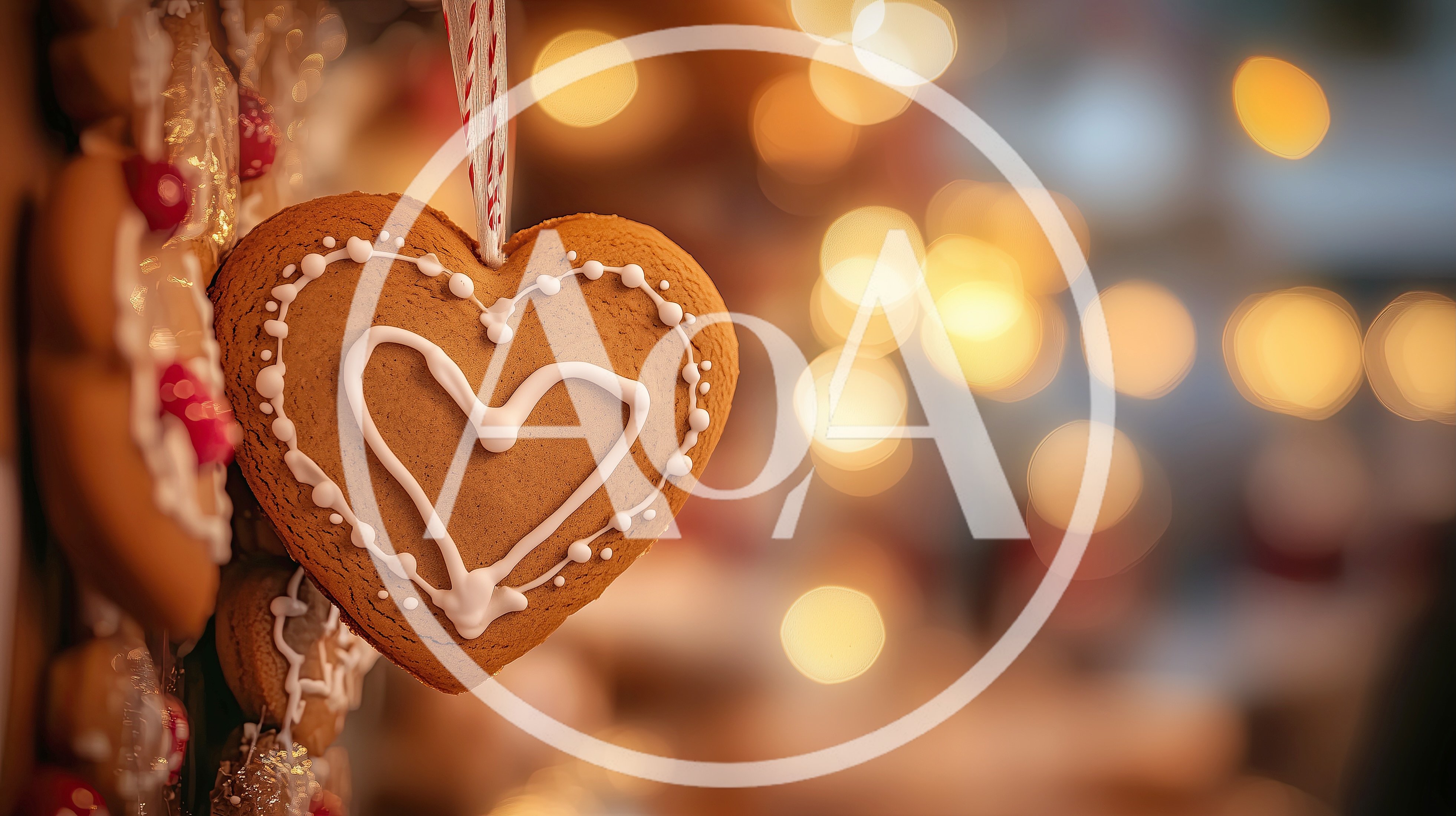 Heart Shaped Gingerbread Cookie Hanging At Christmas Market