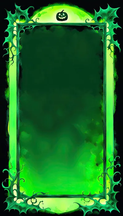 Halloween Themed Green Glowing Decorative Border Frame