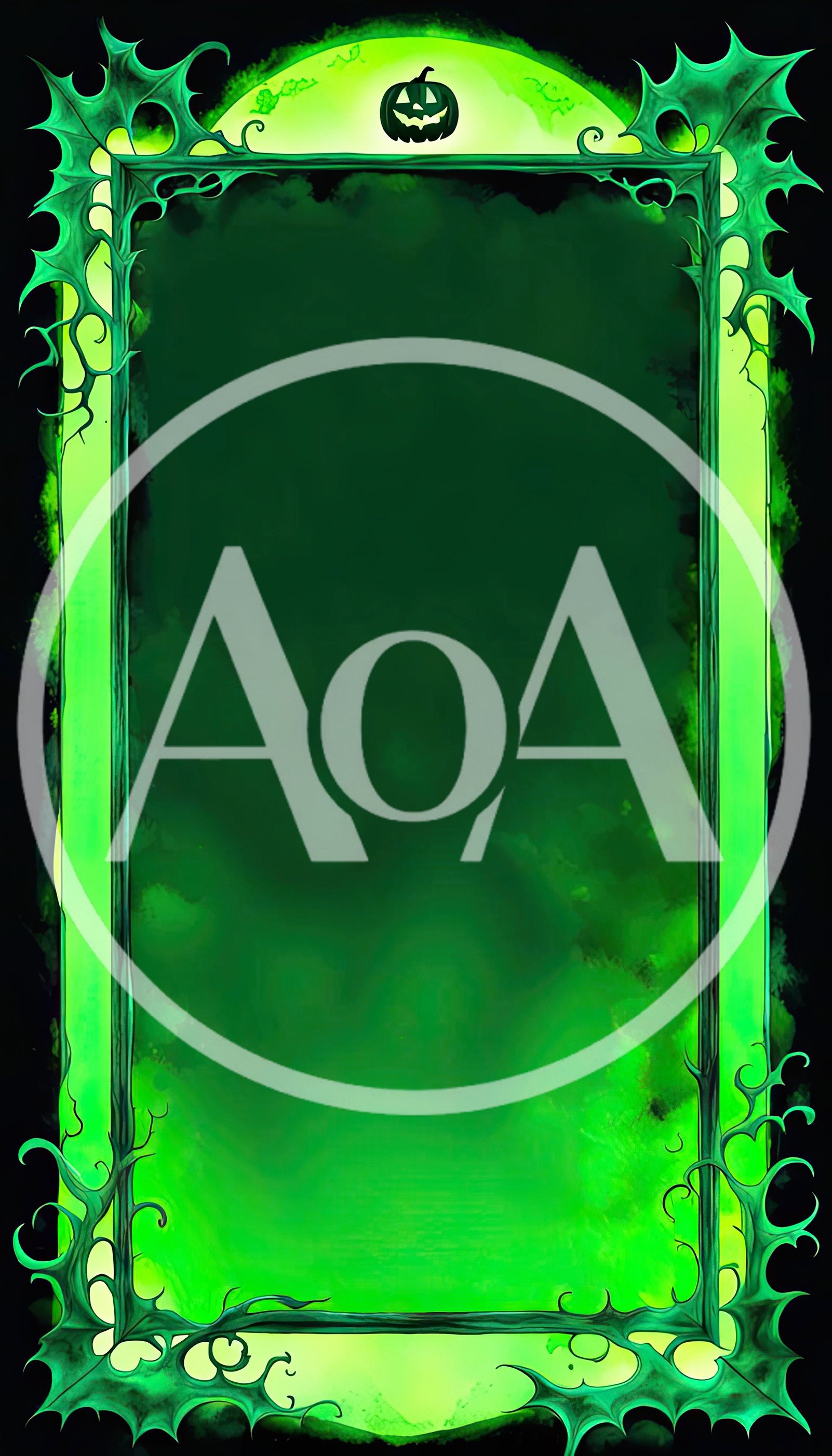 Halloween Themed Green Glowing Decorative Border Frame