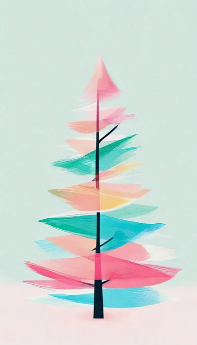 Abstract Minimalist Christmas Tree Illustration