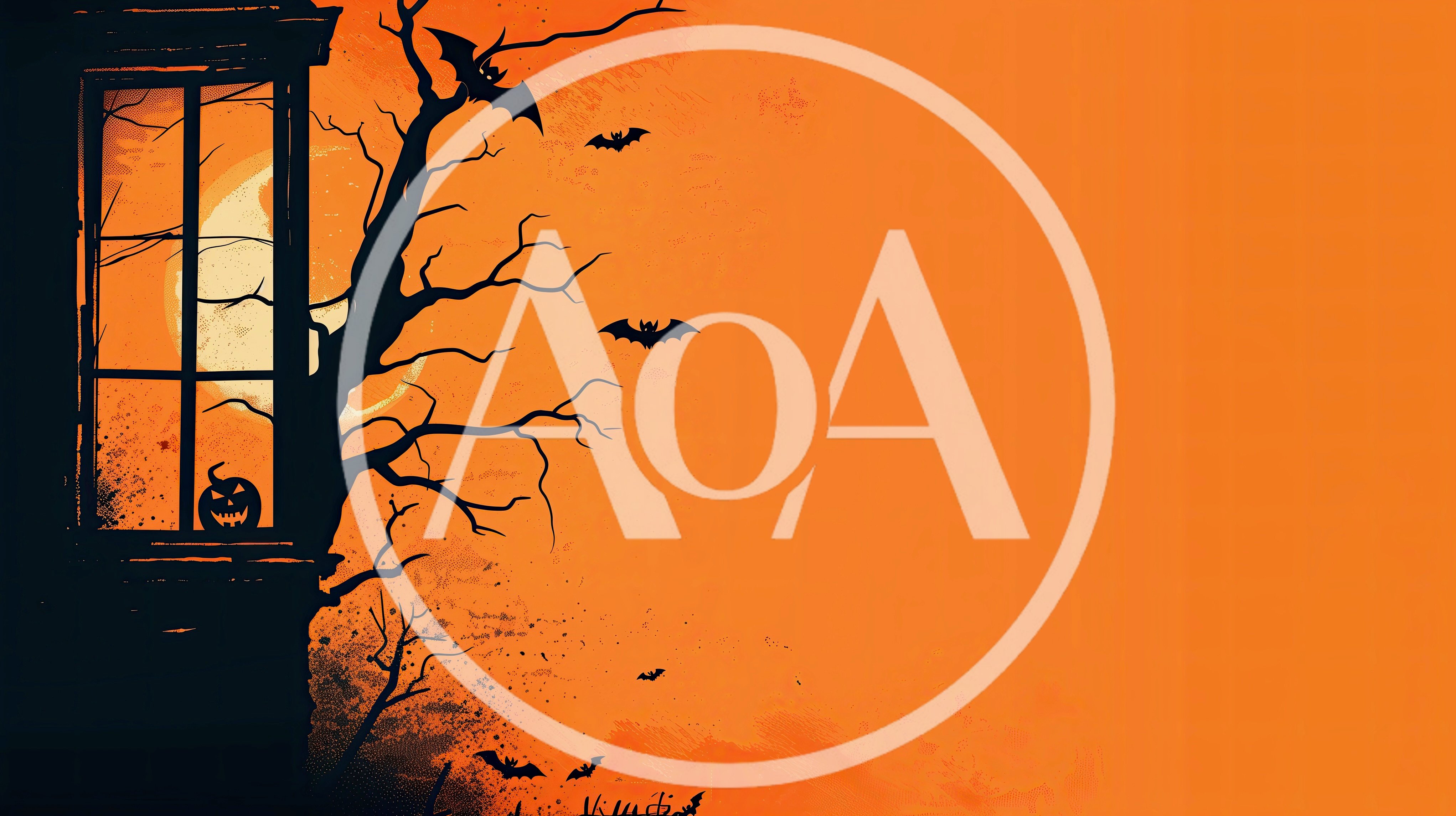Halloween Background With Spooky Window And Bats