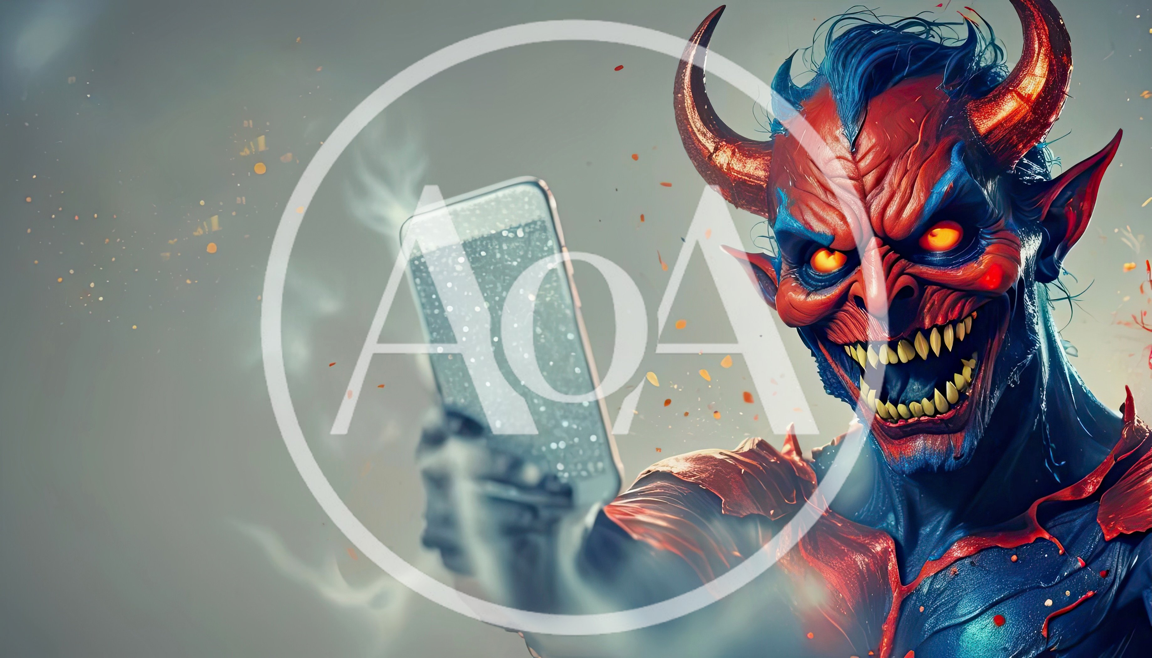 Demon Taking A Selfie With A Glowing Smartphone