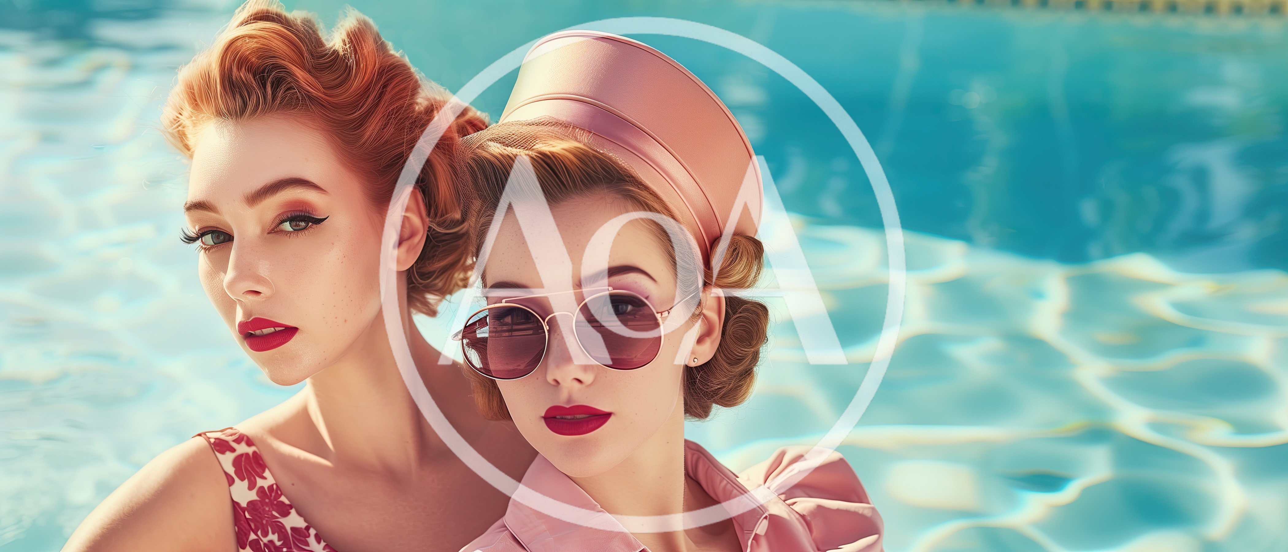 Two Stylish Women Posing In A Swimming Pool