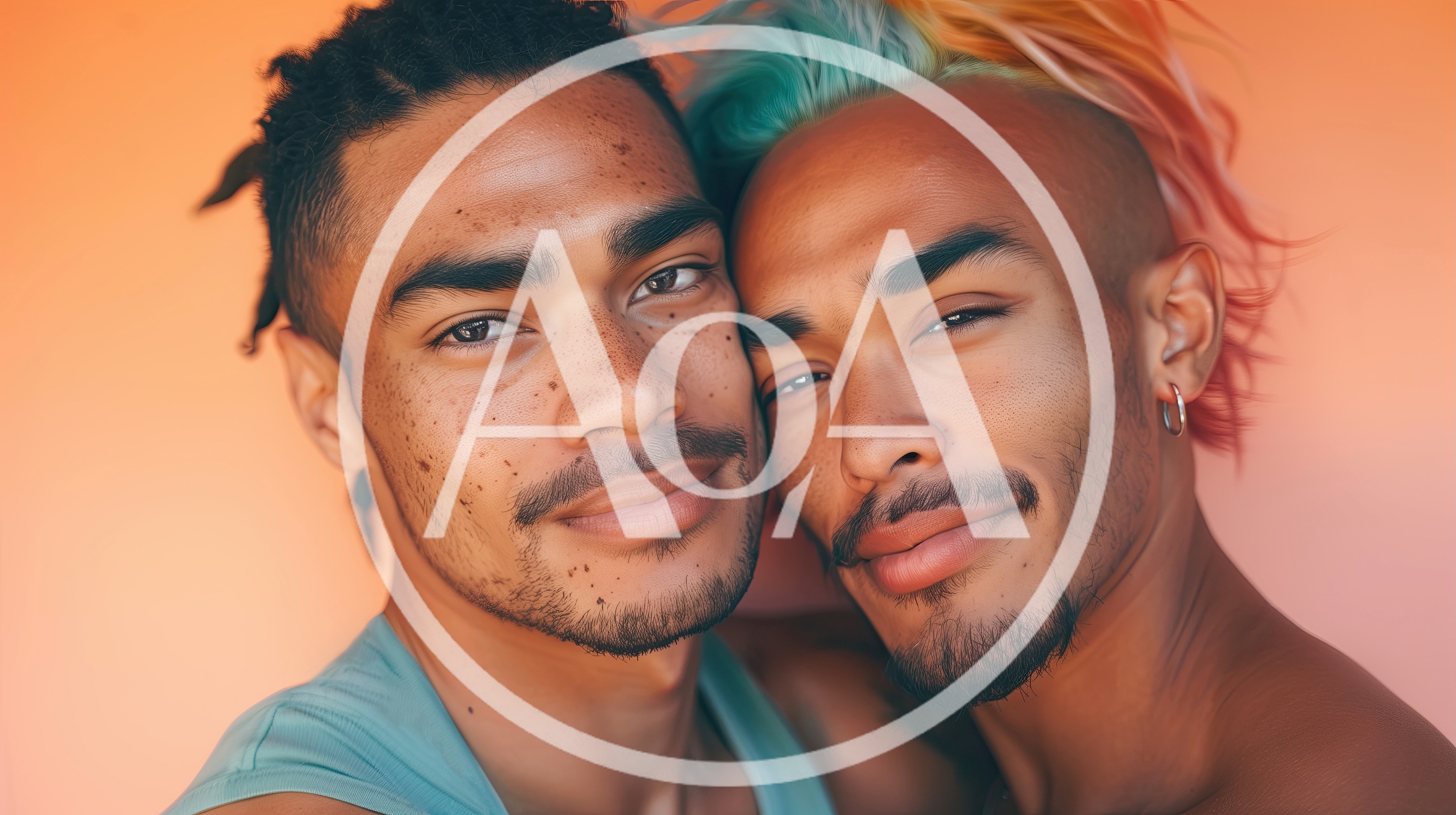Close Up Portrait Of Two Diverse Men Embracing