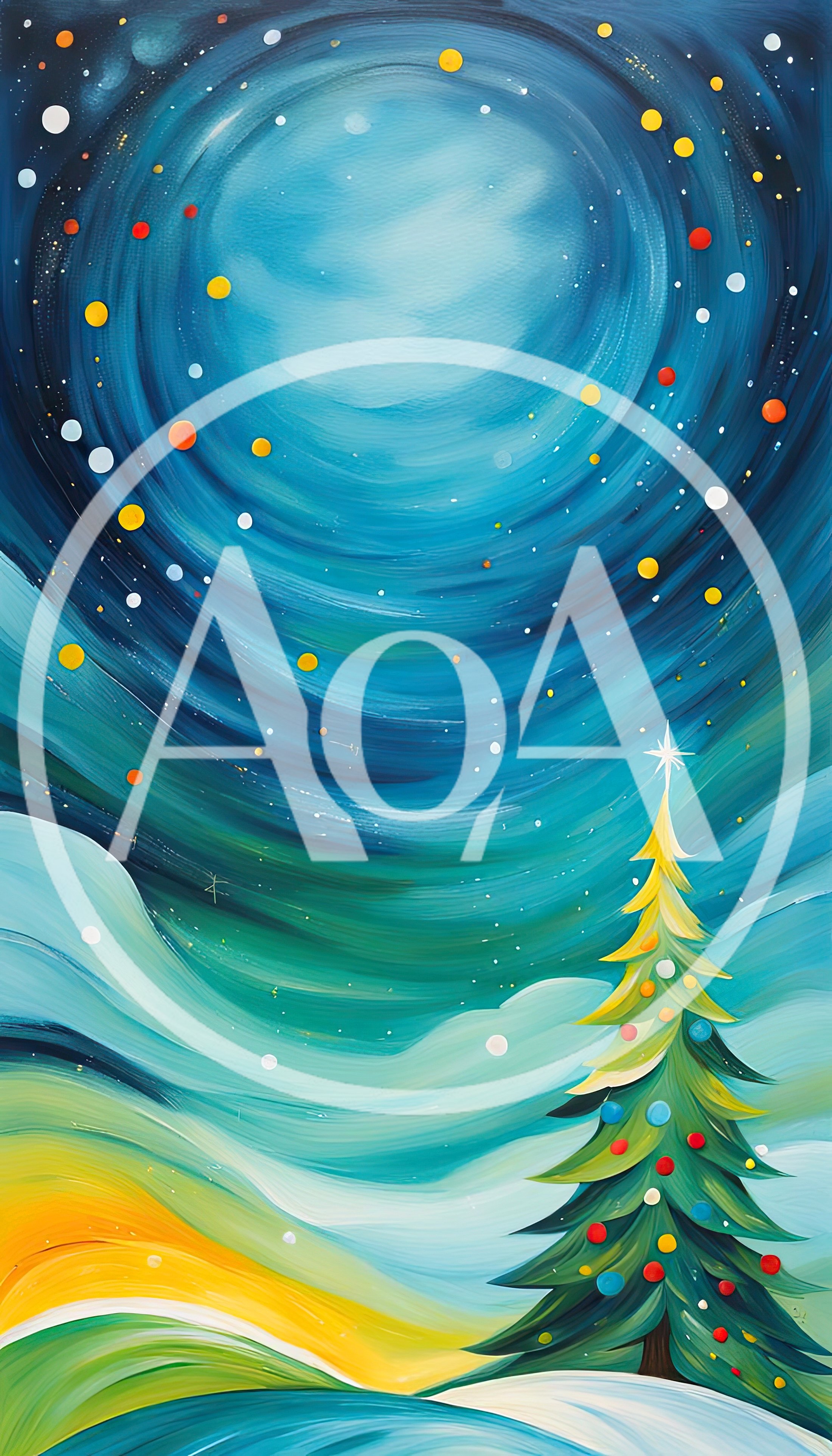Stylized Christmas Tree Under A Swirling Starry Sky