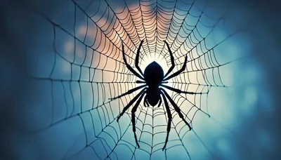 Silhouette Of A Spider On A Web