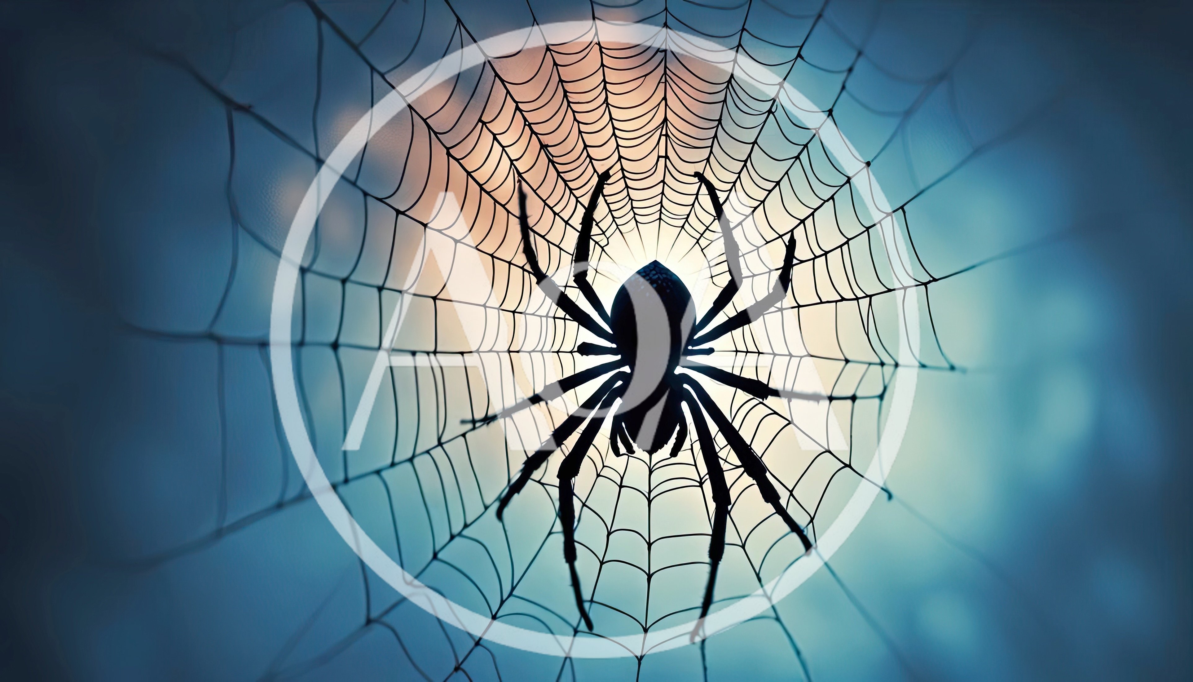 Silhouette Of A Spider On A Web