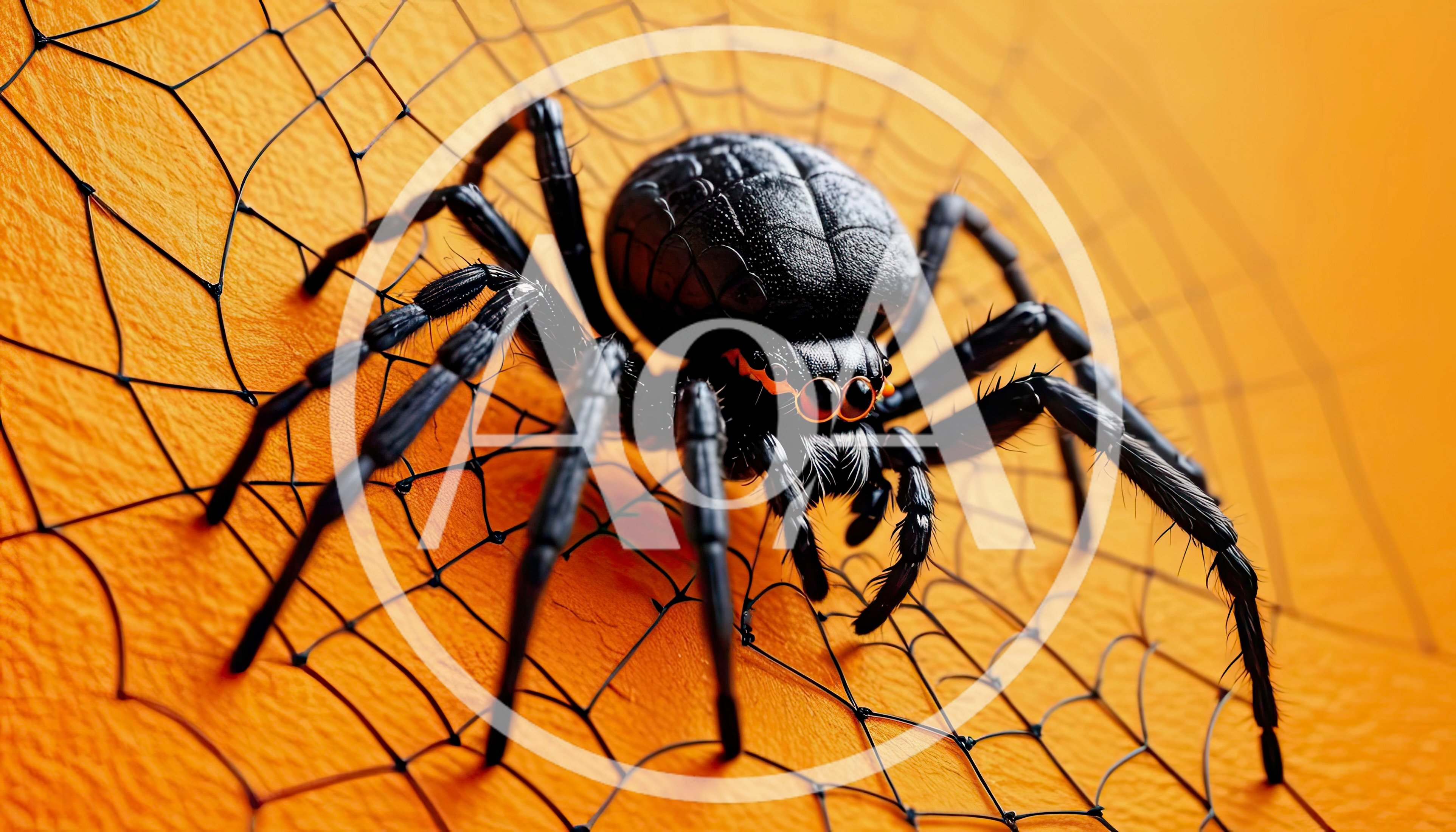 Black Spider Resting On A Web