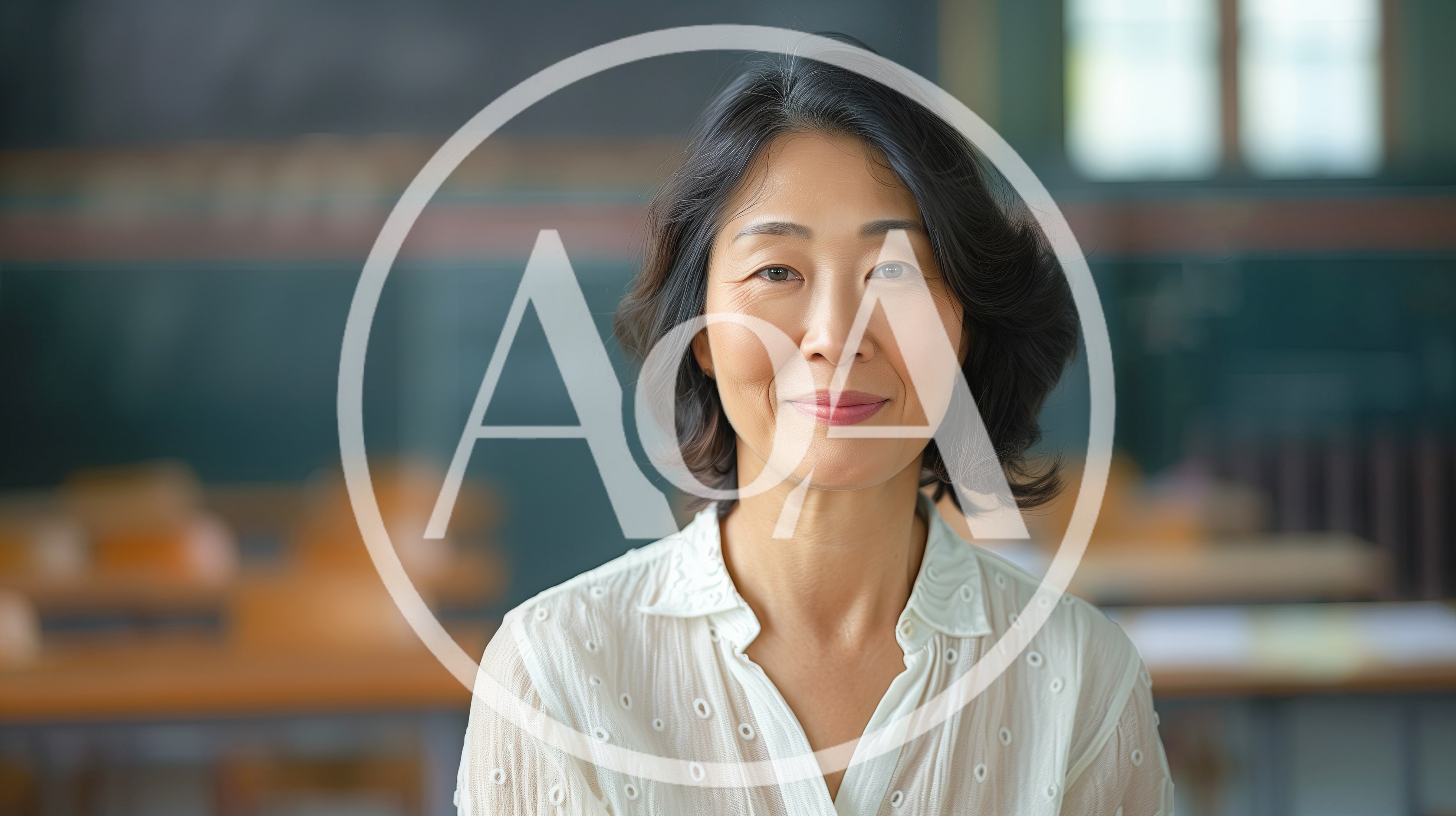 Portrait Of A Mature Asian Female Teacher In Classroom