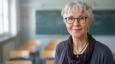 Portrait Of A Mature Female Teacher In A Classroom