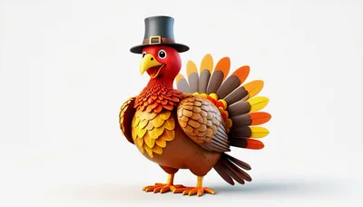 Cartoon Thanksgiving Turkey Wearing A Pilgrim Hat