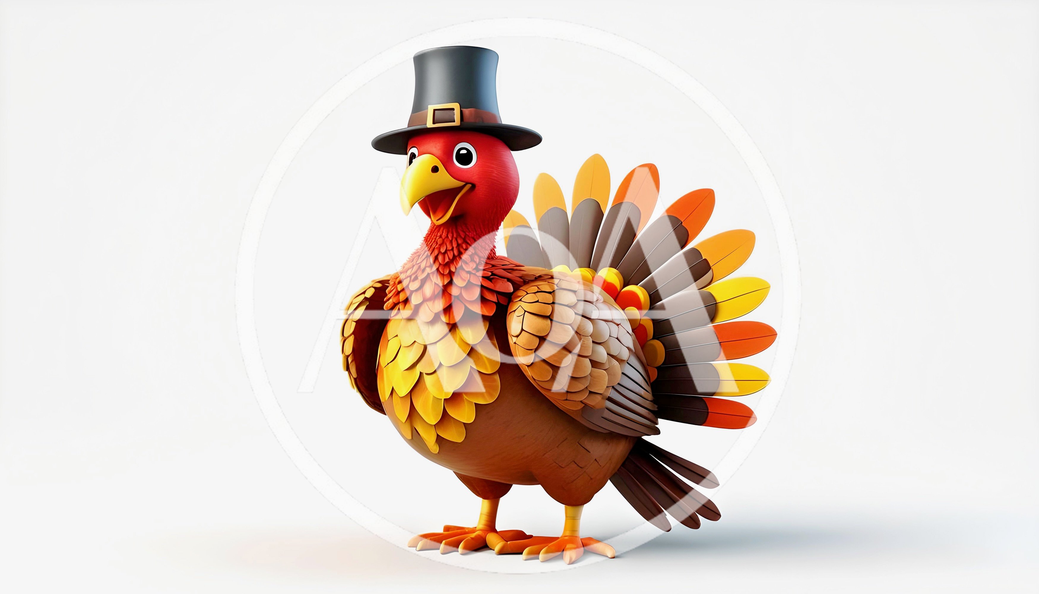 Cartoon Thanksgiving Turkey Wearing A Pilgrim Hat