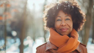 Portrait Of A Mature Black Woman In Winter