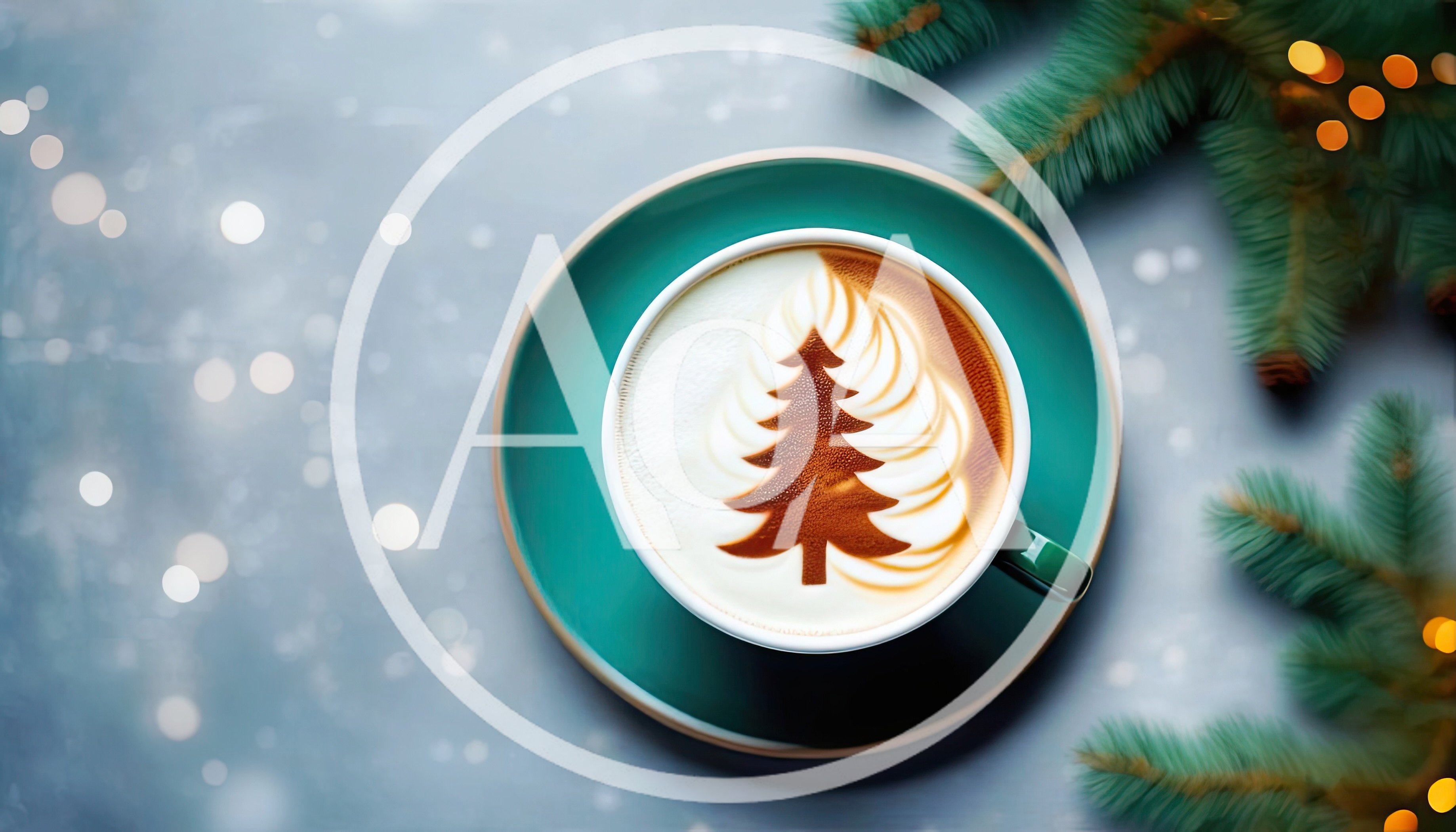 Christmas Latte With Pine Tree Foam Art