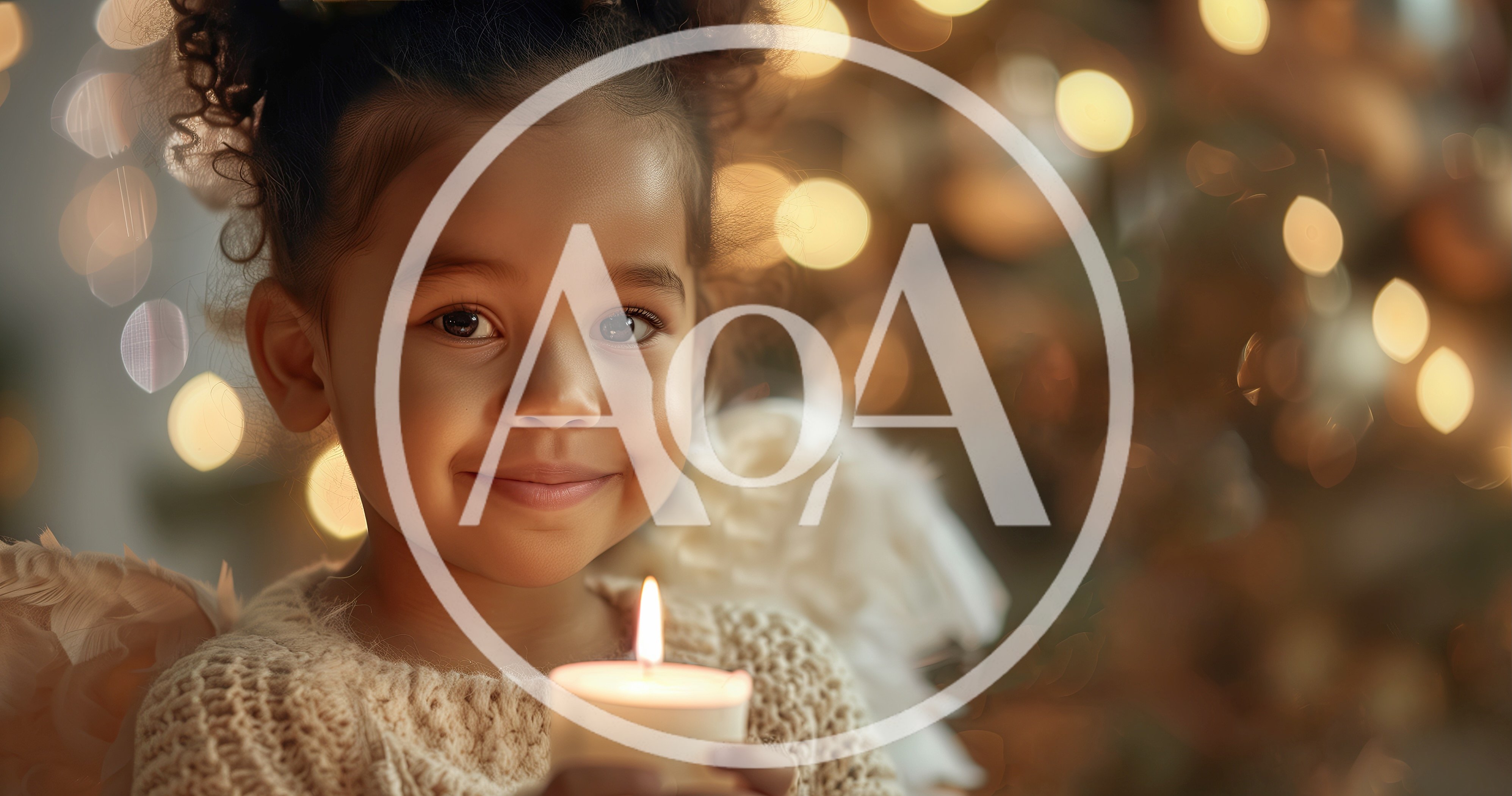 Little Girl Dressed As An Angel Holding A Candle