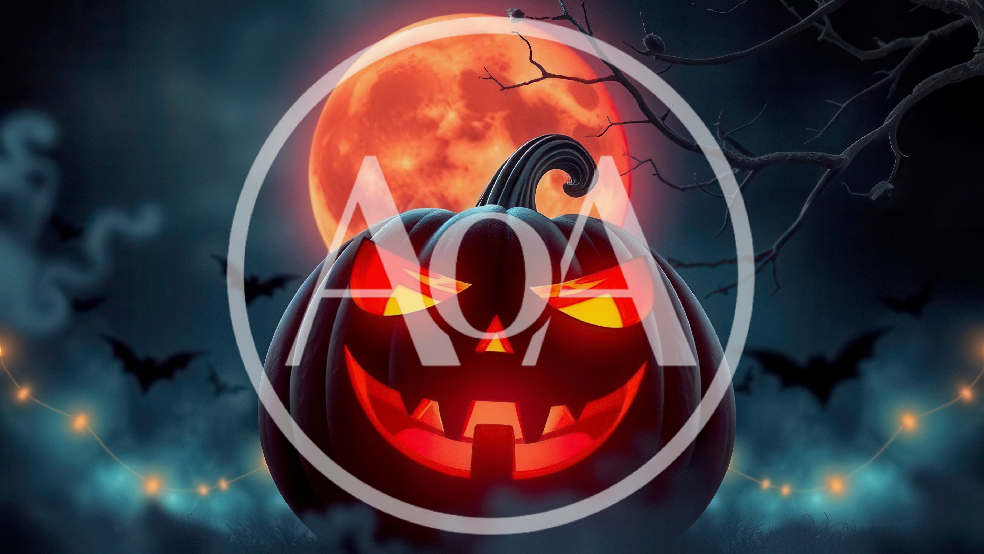 Spooky Jack O Lantern With Glowing Red Moon