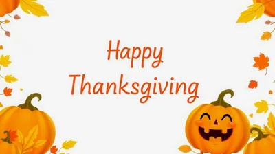 Happy Thanksgiving Greeting Card With Pumpkins And Autumn Leaves