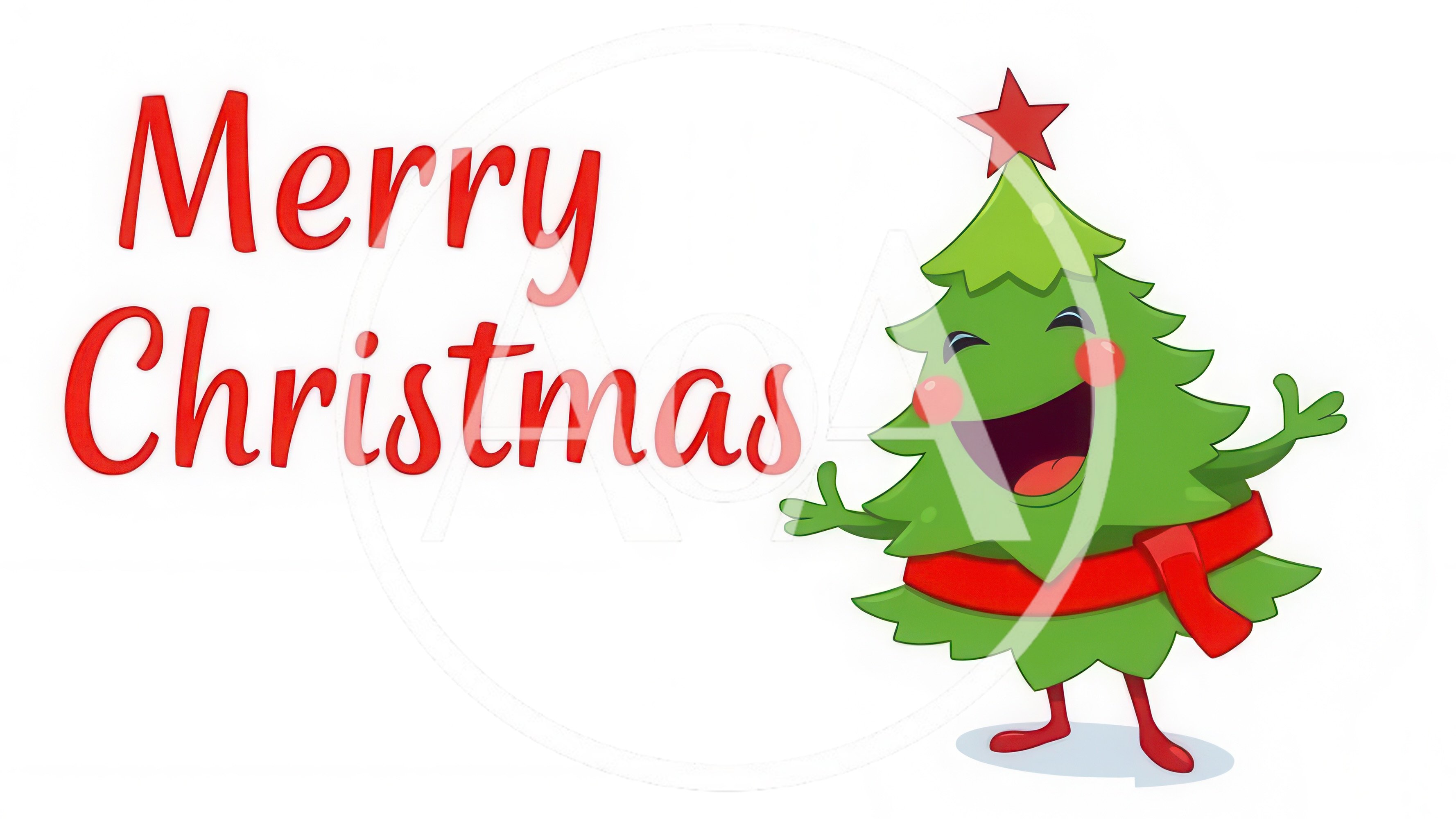 Cartoon Christmas Tree Character Wishing Merry Christmas