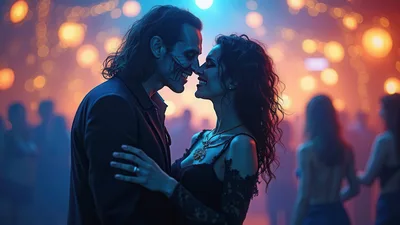 Couple Dancing Closely at a Nightclub Party