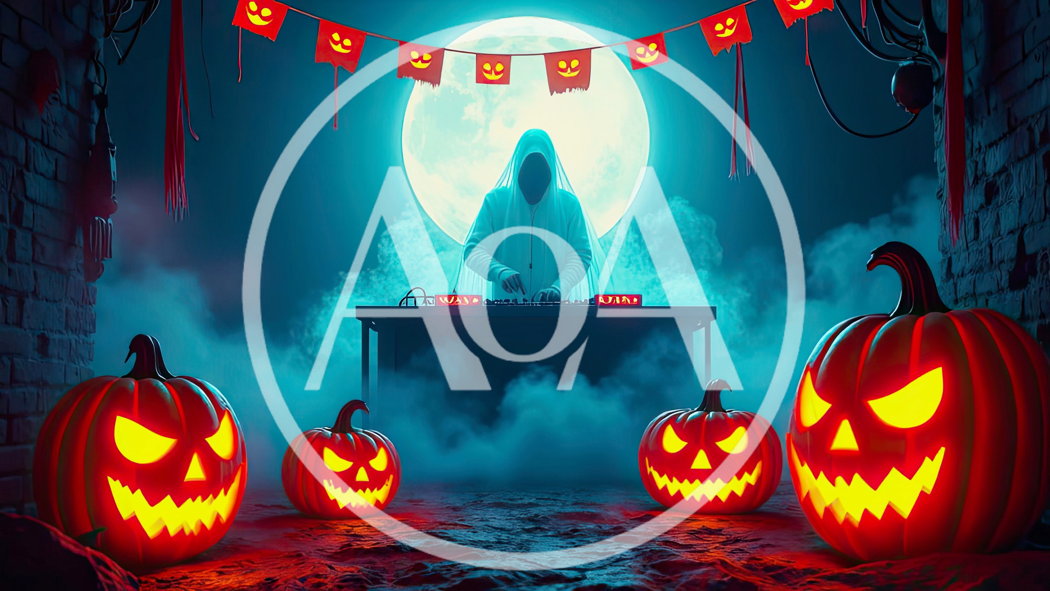 Ghostly DJ Performing at Halloween Party