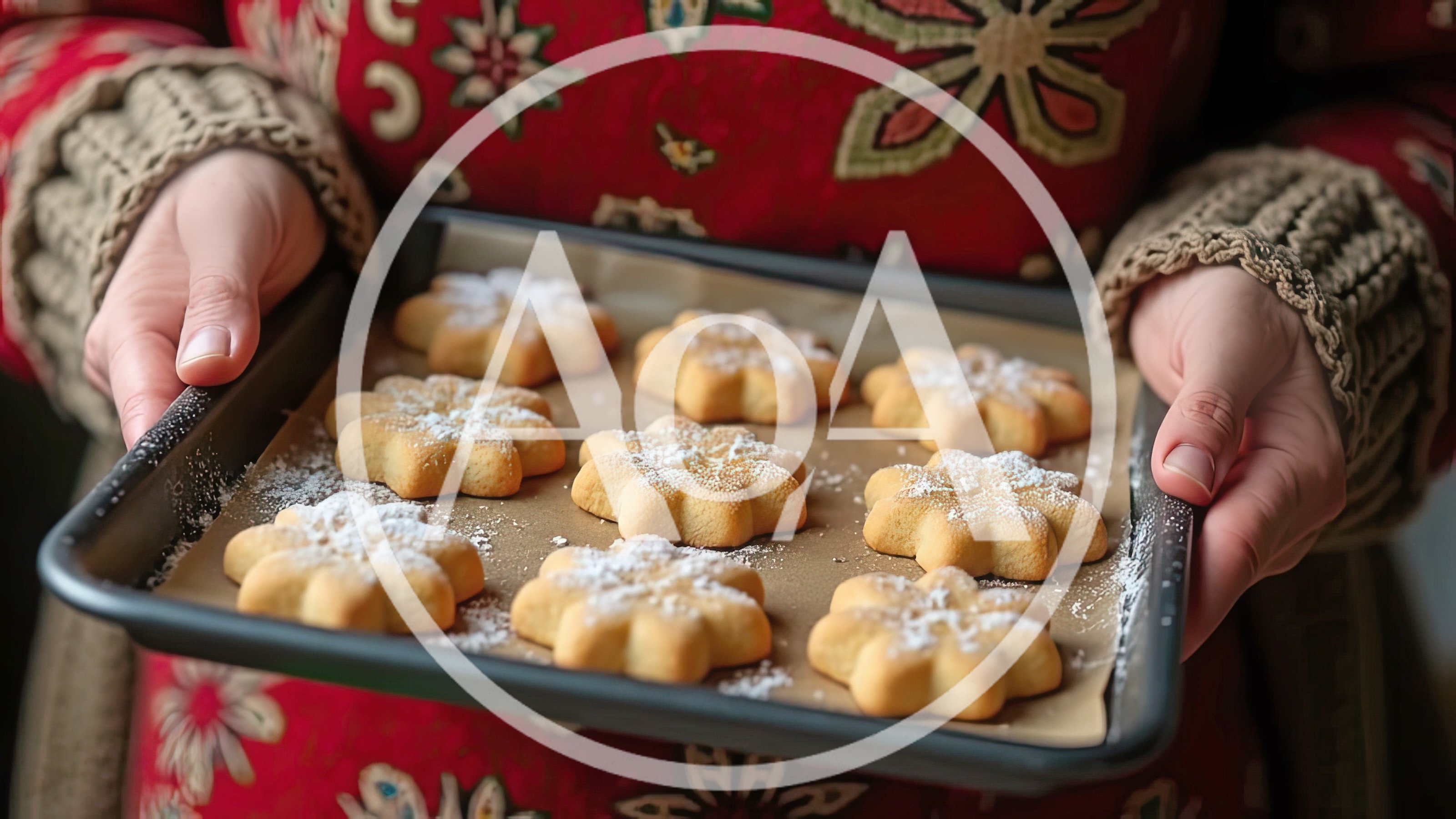 Person Holding A Tray Of Snowflake Shaped Cookies
