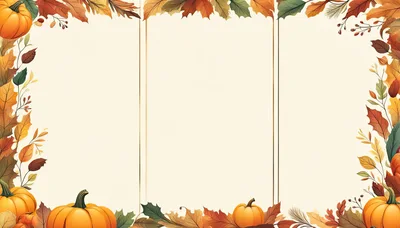 Autumnal Three Panel Frame With Pumpkins And Leaves