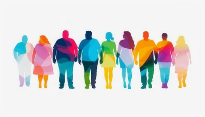 Diverse Group Of People Silhouettes In Colorful Abstract Style