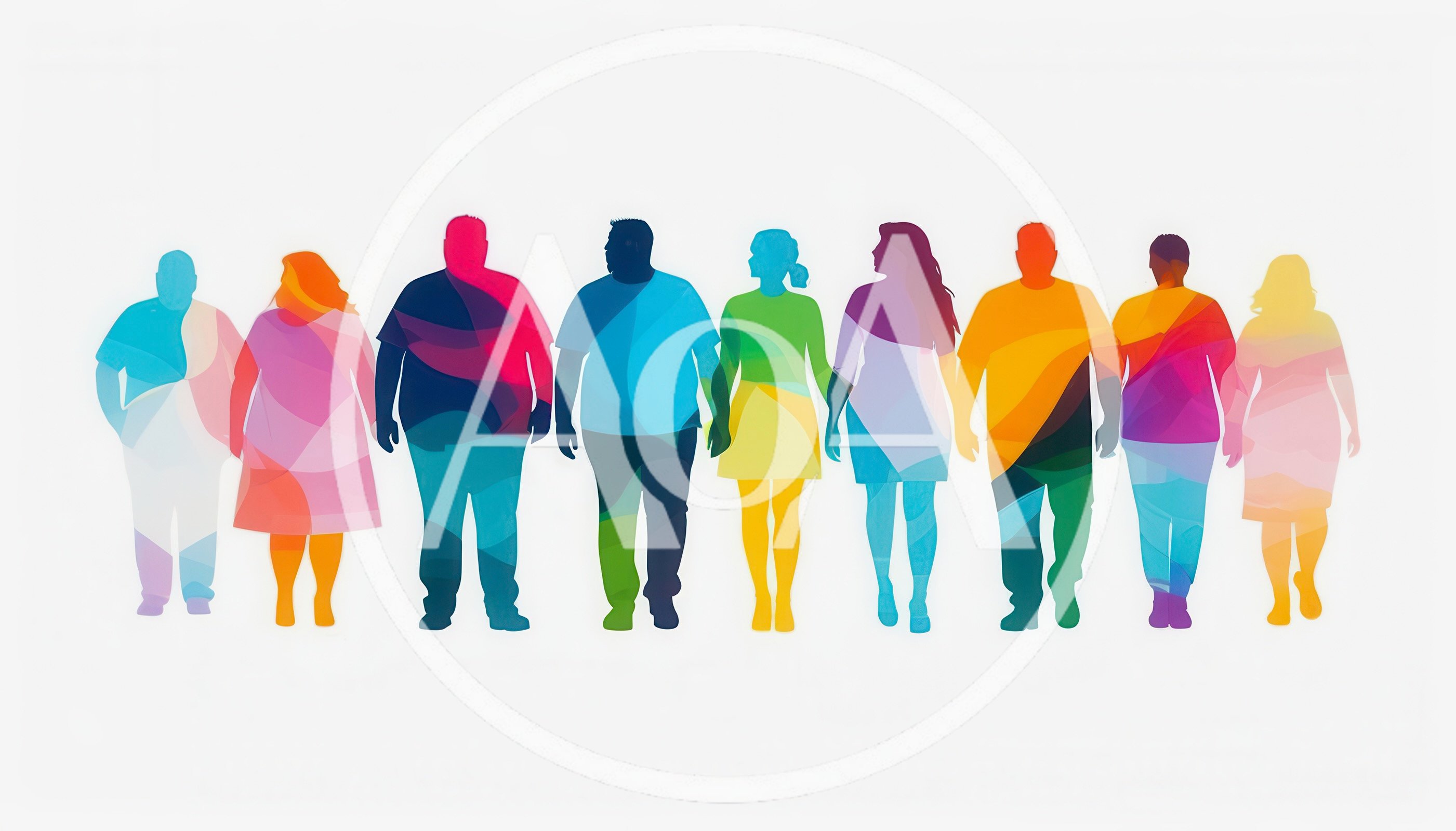 Diverse Group Of People Silhouettes In Colorful Abstract Style