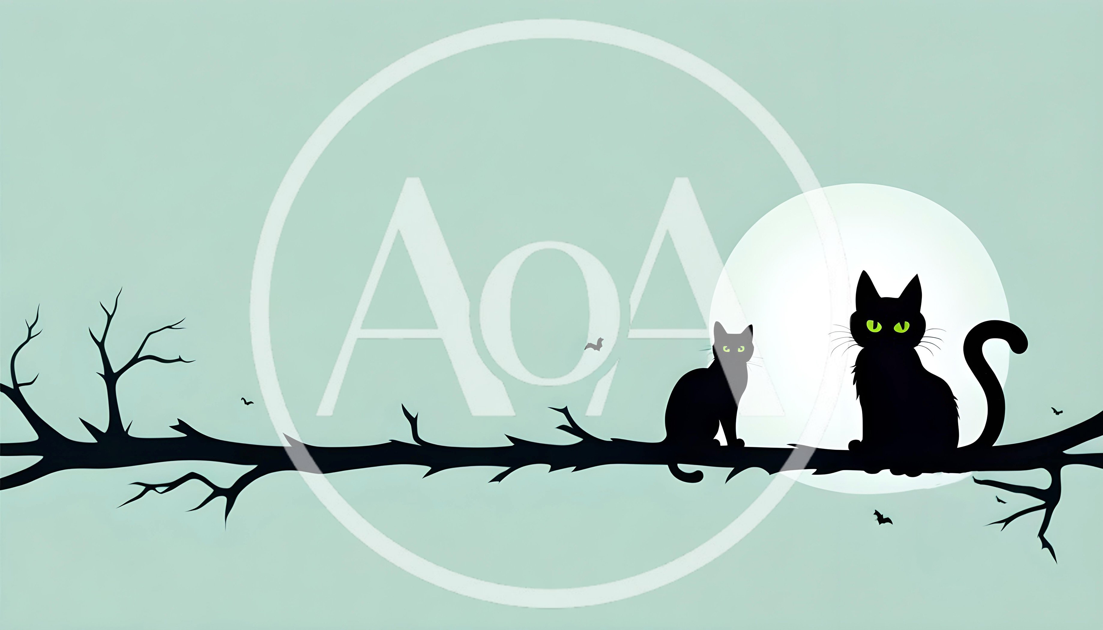 Two Black Cats Sitting On A Tree Branch
