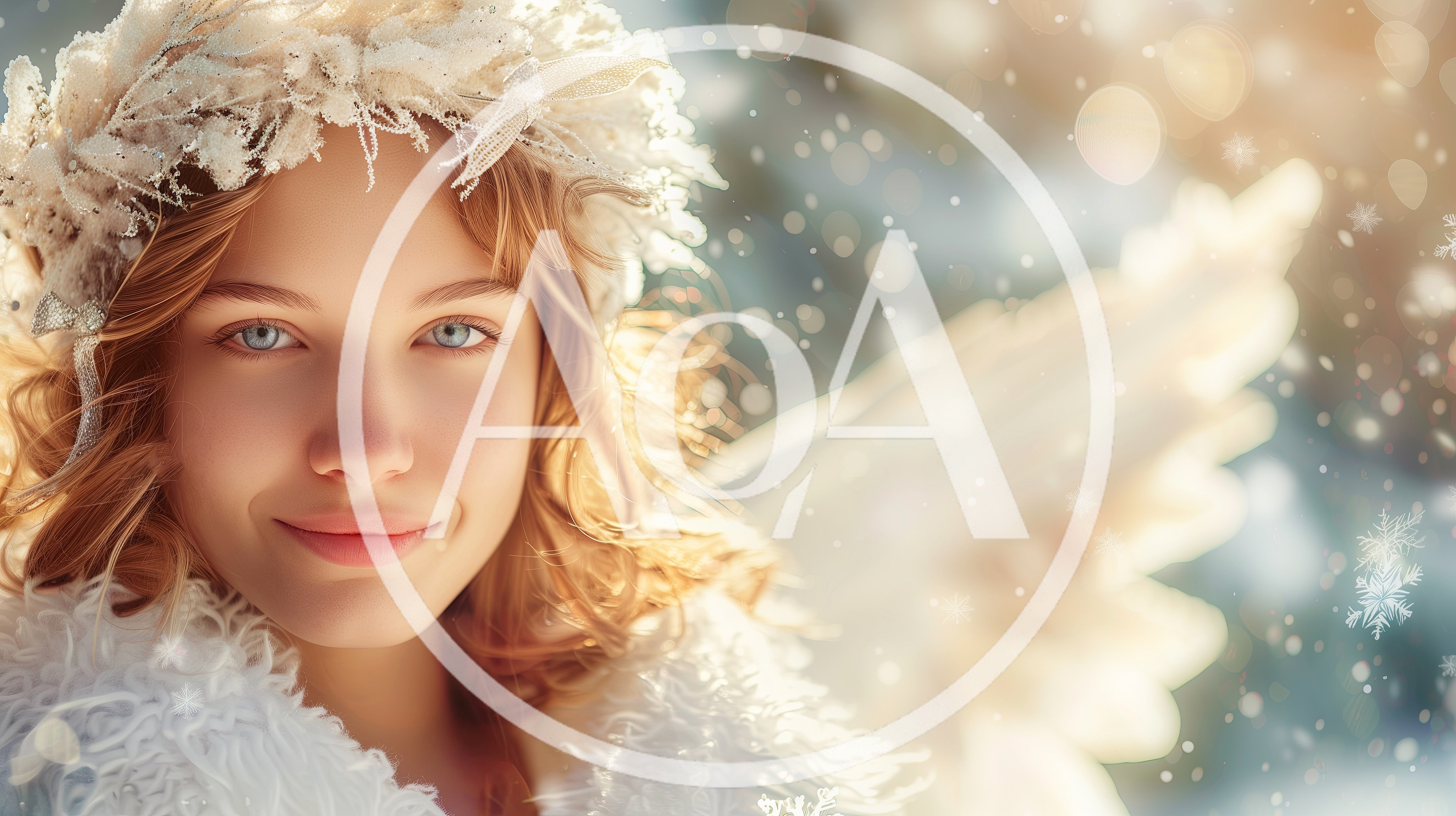 Portrait Of A Beautiful Young Angel In Winter