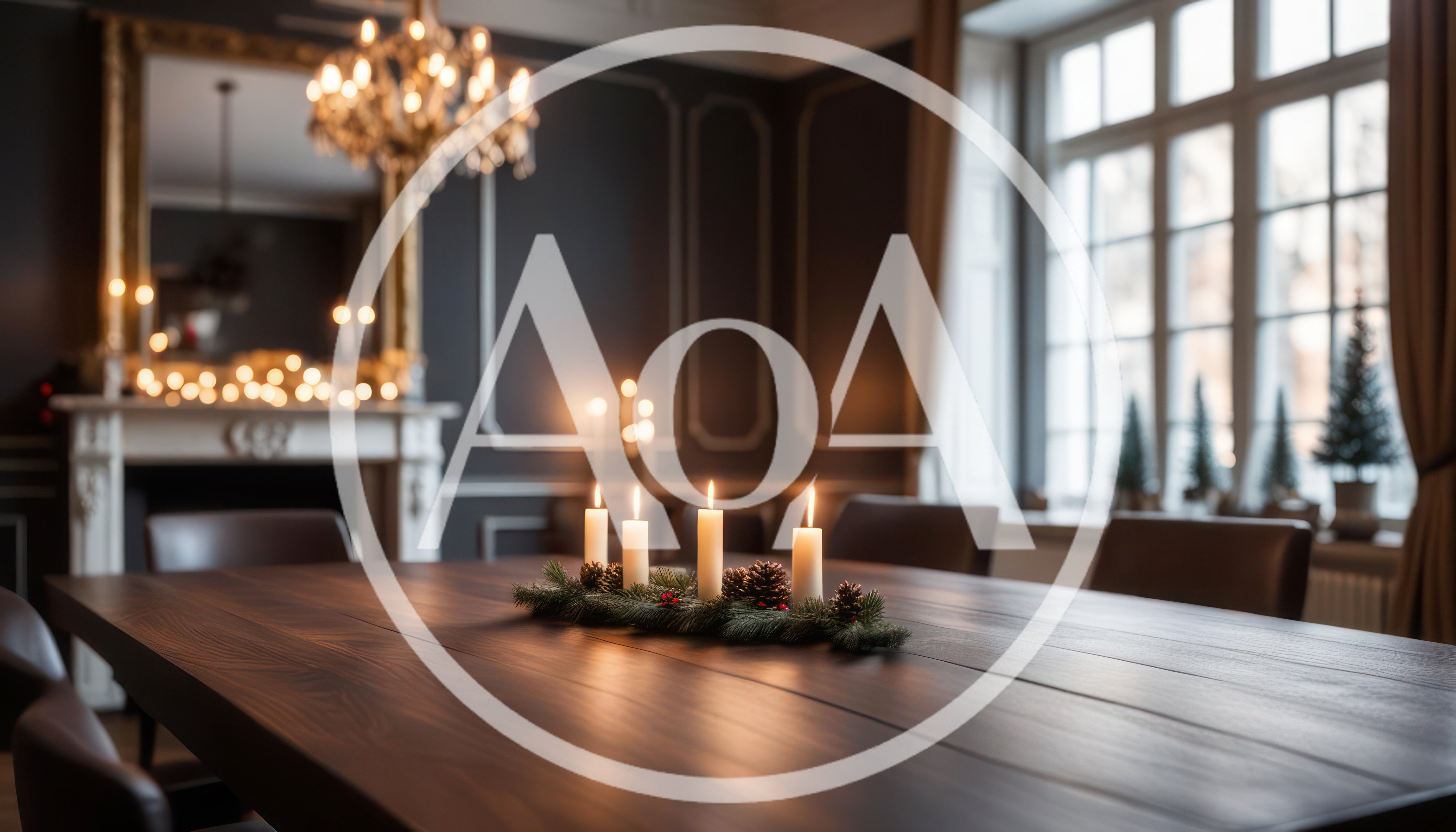Lit Advent Candles On A Dark Wooden Dining Table
