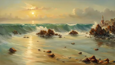 Lighthouse Overlooking Crashing Ocean Waves At Sunset