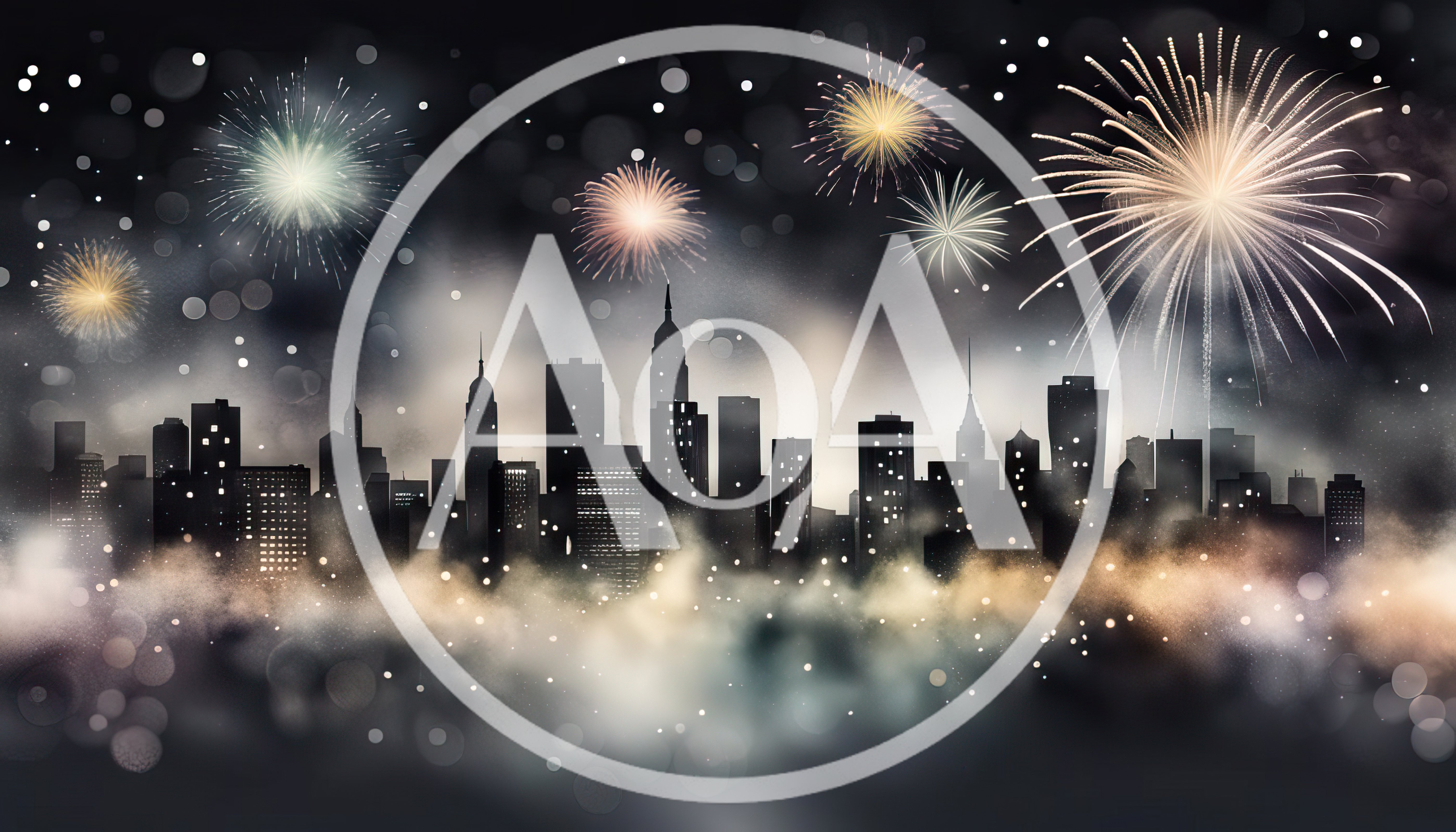 New York City Skyline Silhouette With Fireworks Display